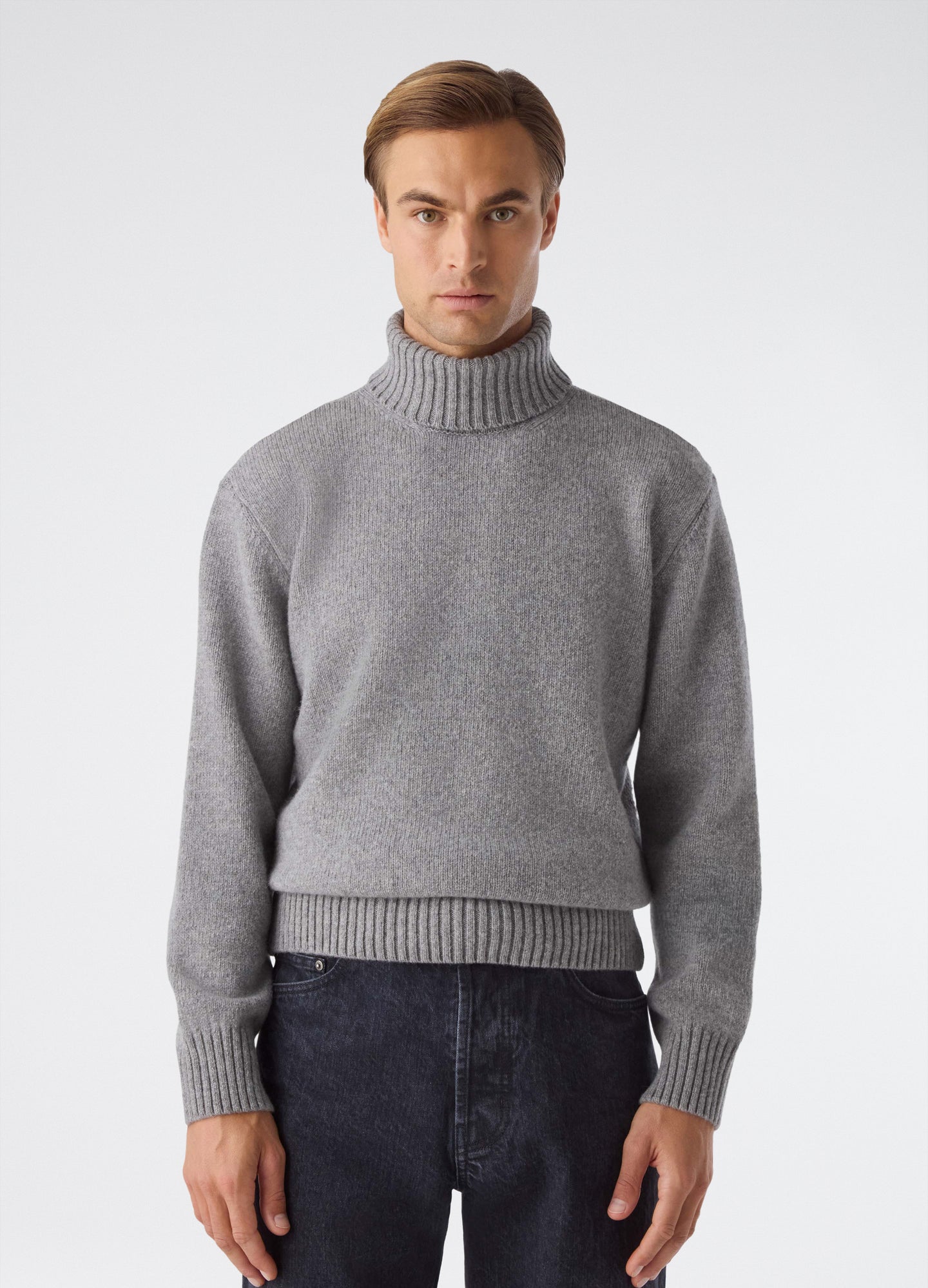 Börje Wool/Cashmere Roll Neck - Mid Grey