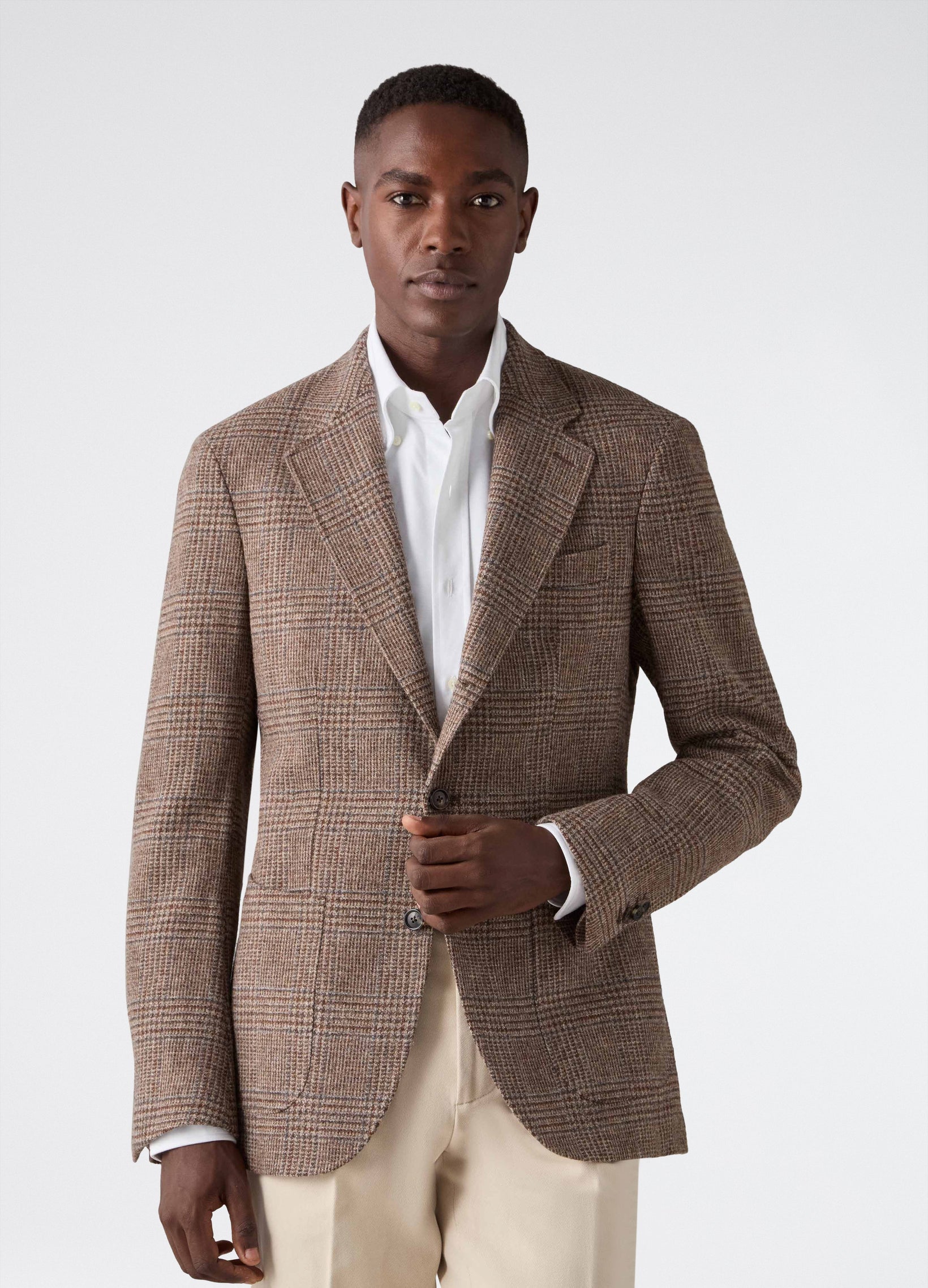 Don Sport Glencheck Tweed Jacket - Nougat/Sand Berg & Berg
