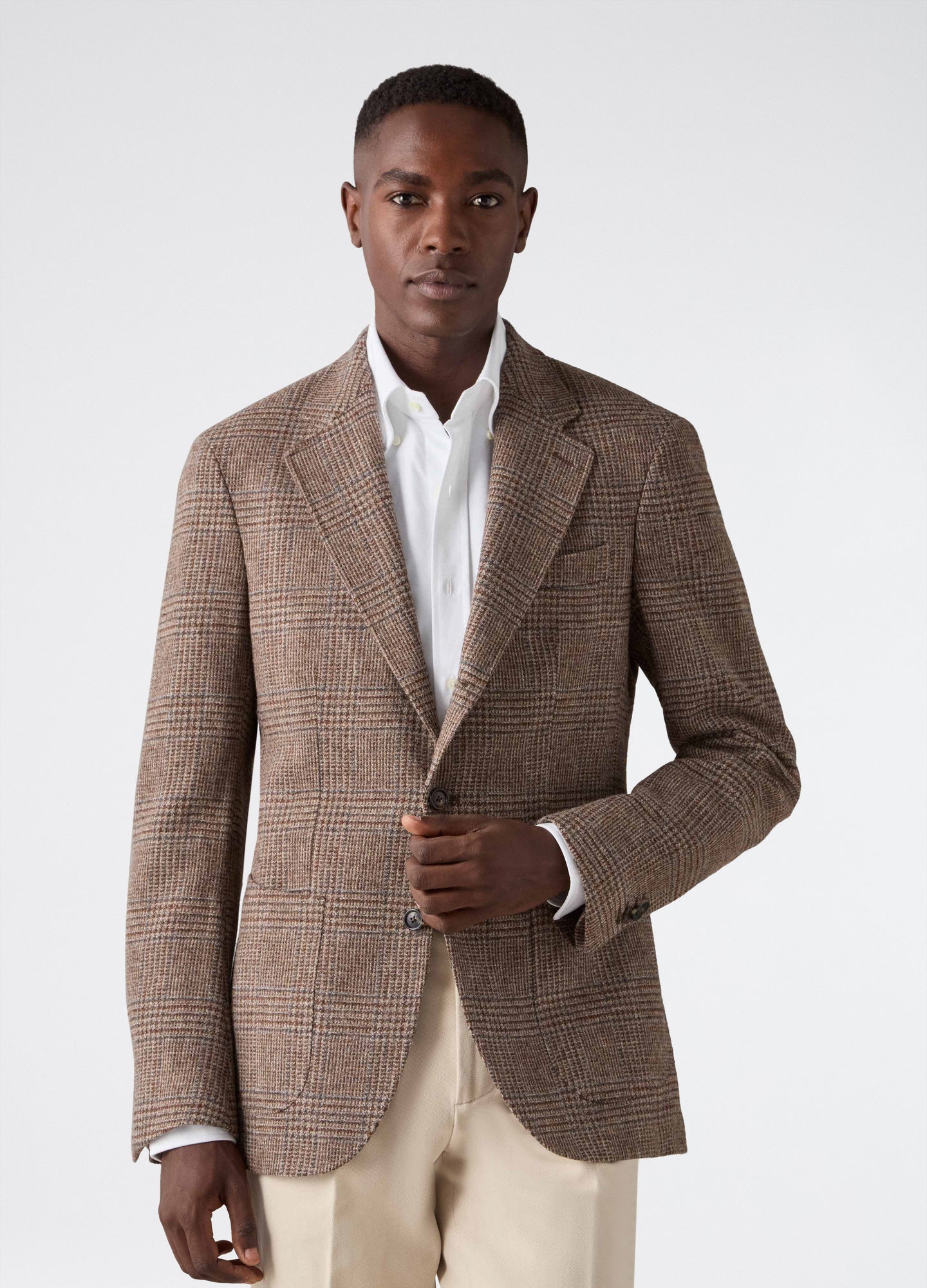 Don Sport Glencheck Tweed Jacket - Nougat/Sand