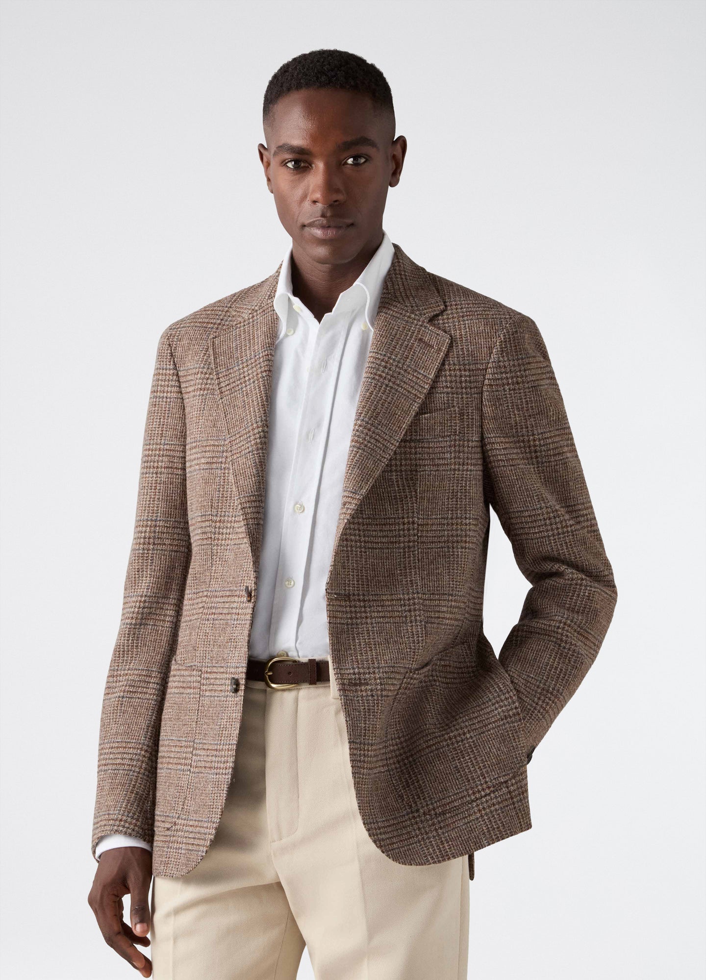 Don Sport Glencheck Tweed Jacket - Nougat/Sand