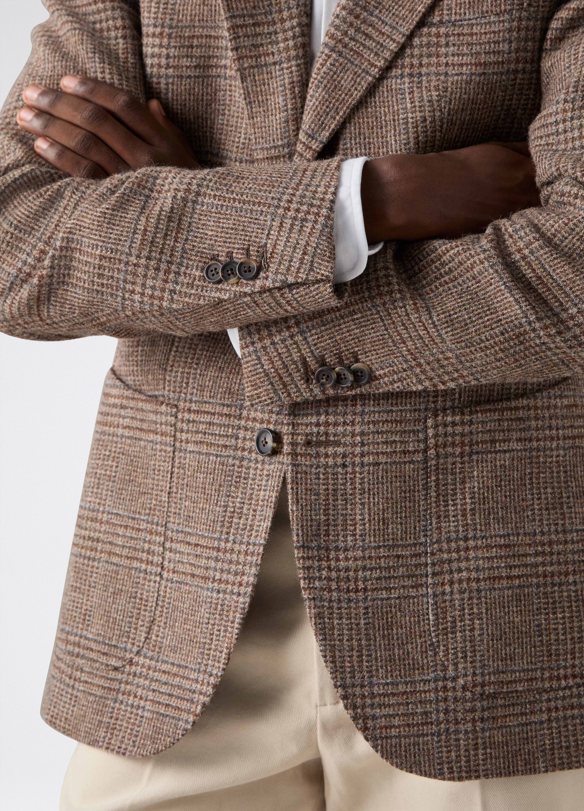 Don Sport Glencheck Tweed Jacket - Nougat/Sand Berg & Berg