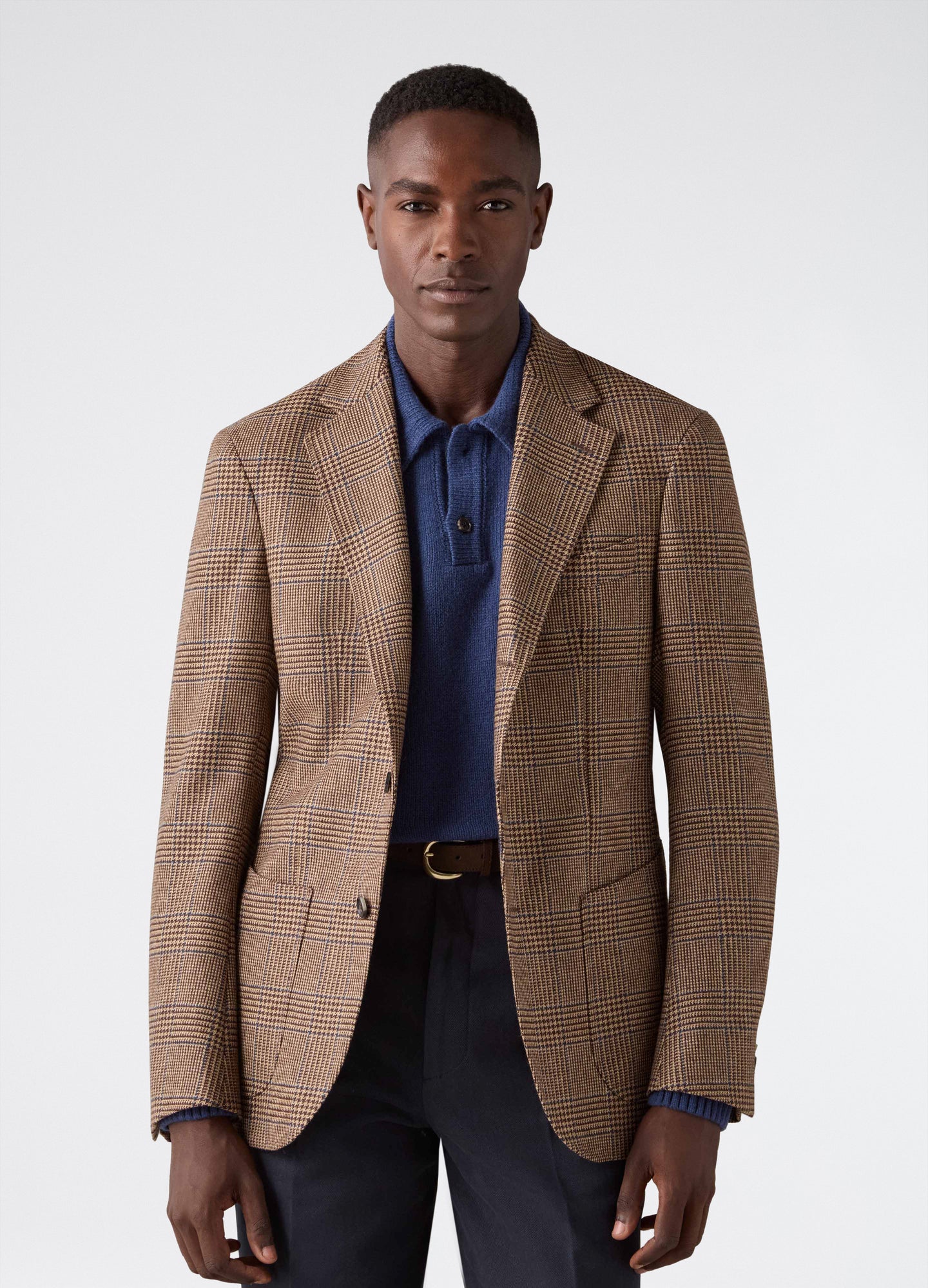 Don Sport Glencheck Tweed Jacket - Beige/Blue