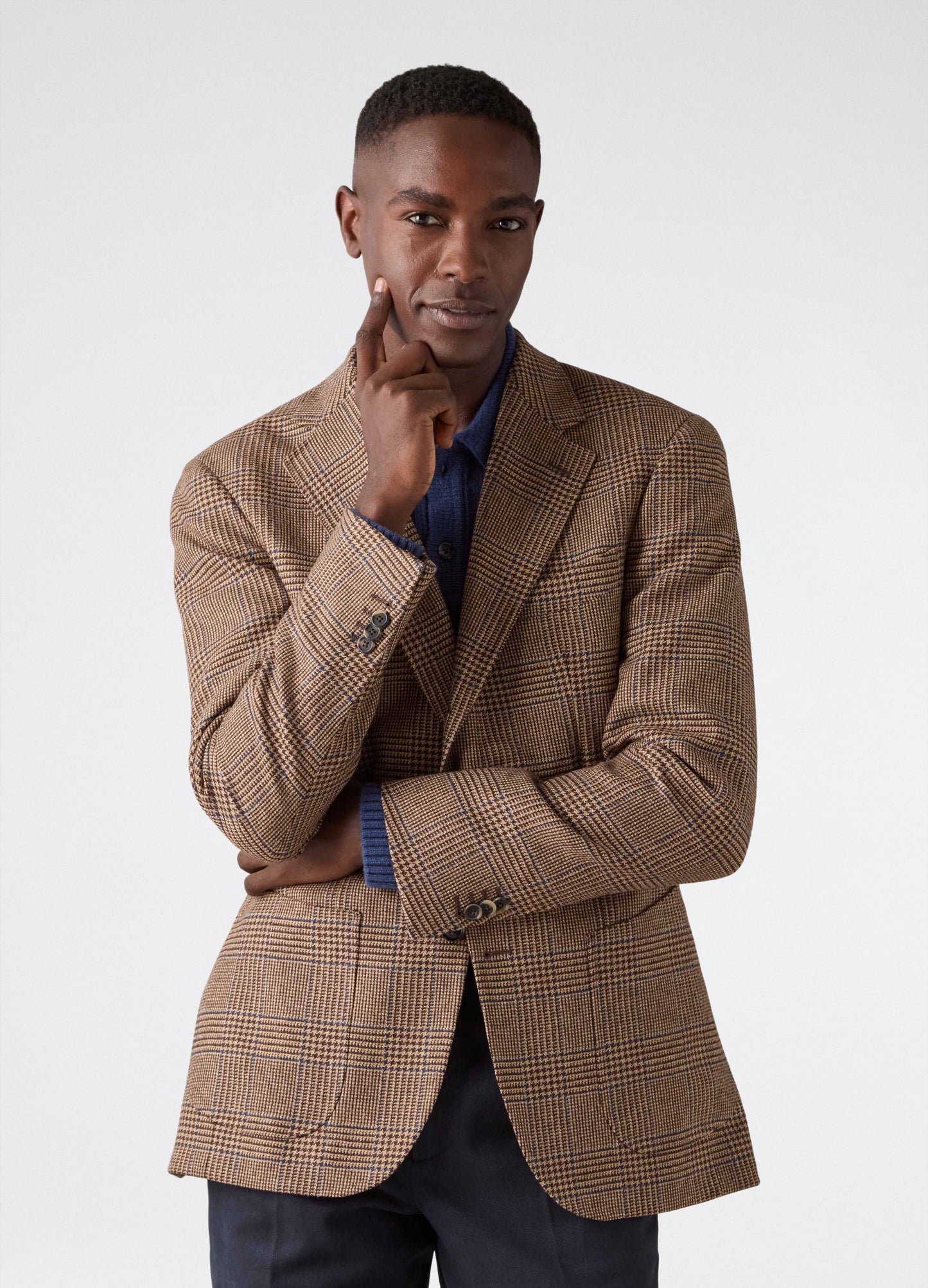 Don Sport Glencheck Tweed Jacket - Beige/Blue Berg & Berg