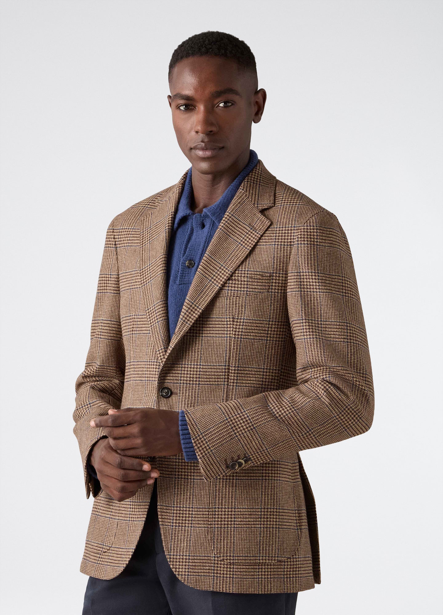 Don Sport Glencheck Tweed Jacket - Beige/Blue