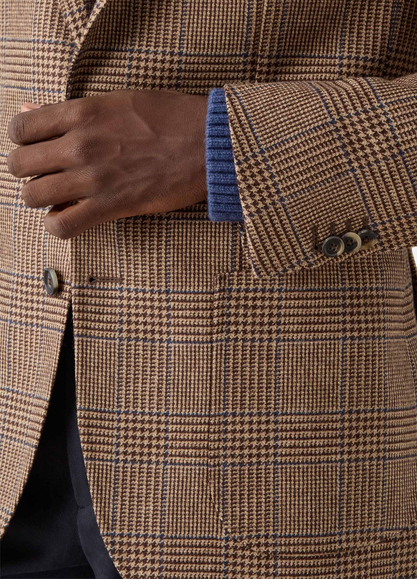 Don Sport Glencheck Tweed Jacket - Beige/Blue Berg & Berg