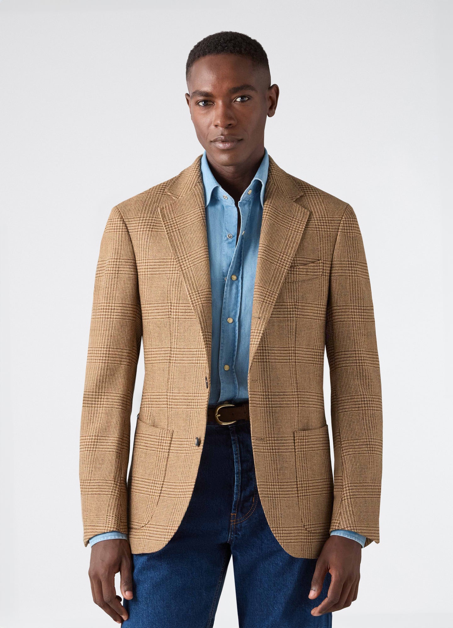 Don Sport Glencheck Tweed Jacket - Brown/Tan