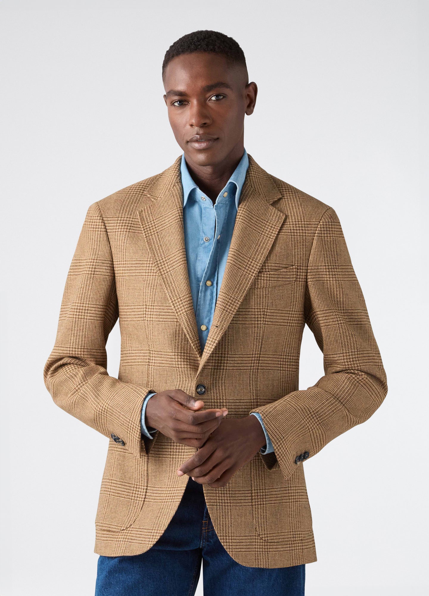 Don Sport Glencheck Tweed Jacket - Brown/Tan