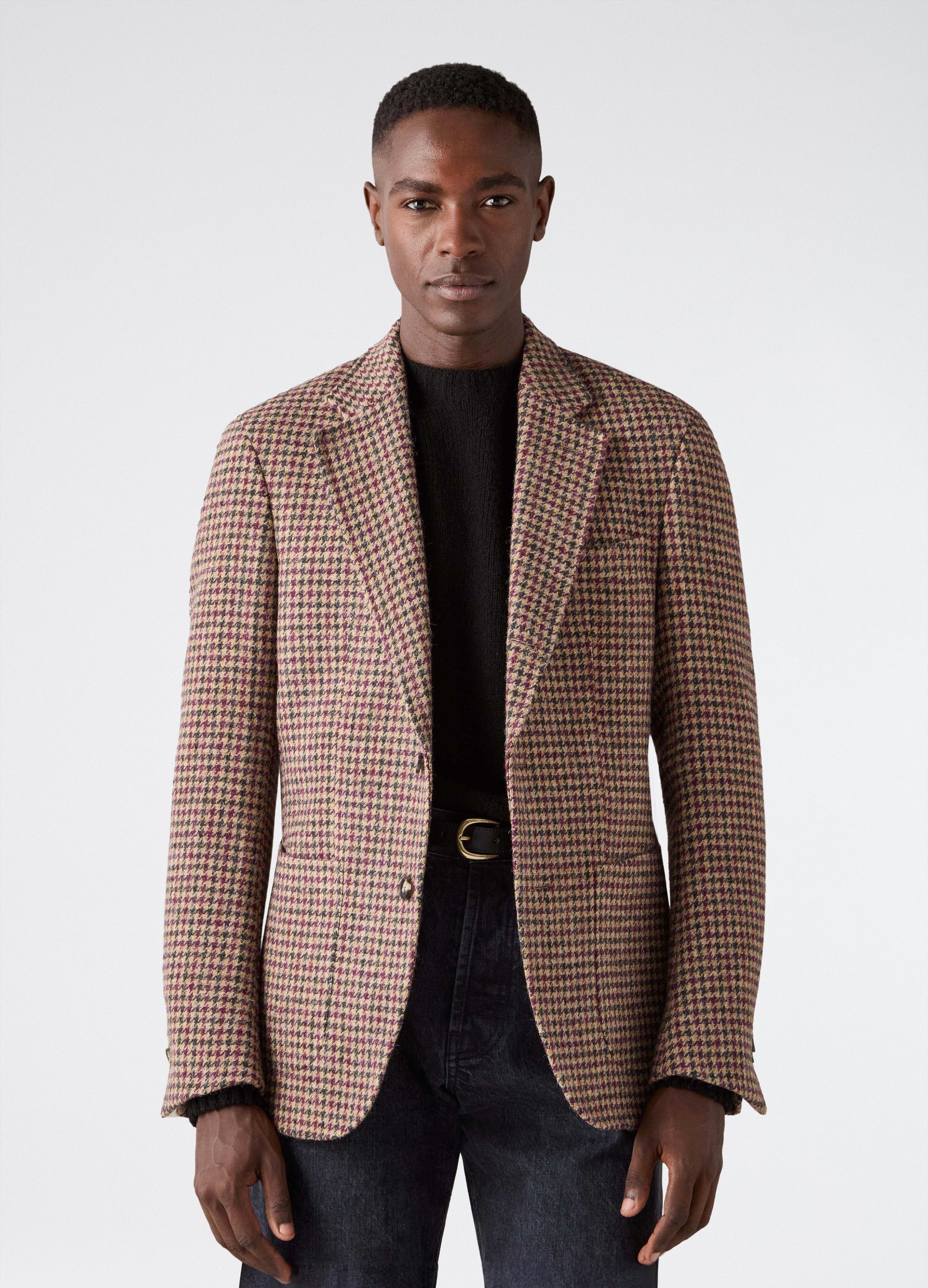 Don Sport Pepita Tweed Jacket - Beige/Black/Burgundy Berg & Berg