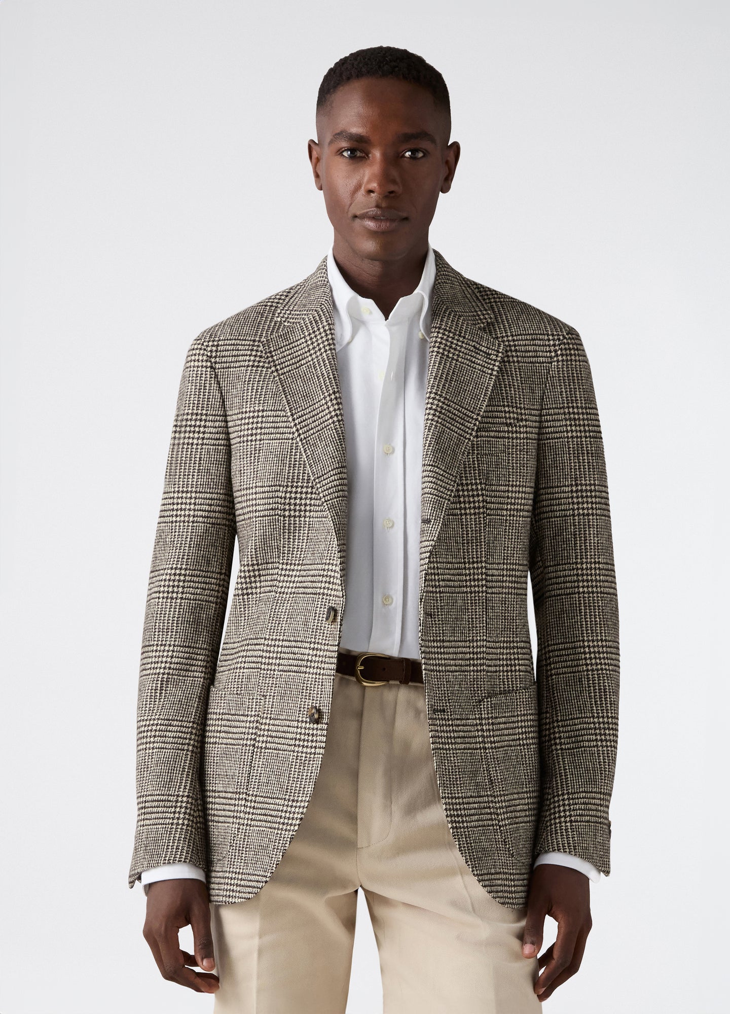 Don Sport Glencheck Tweed Jacket - Chocolate/Oat