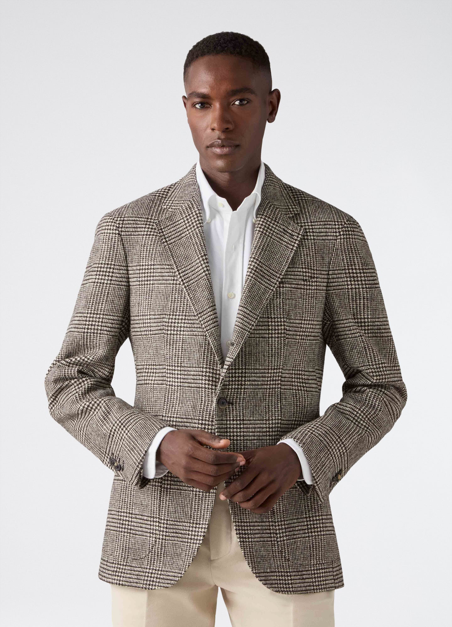 Don Sport Glencheck Tweed Jacket - Chocolate/Oat