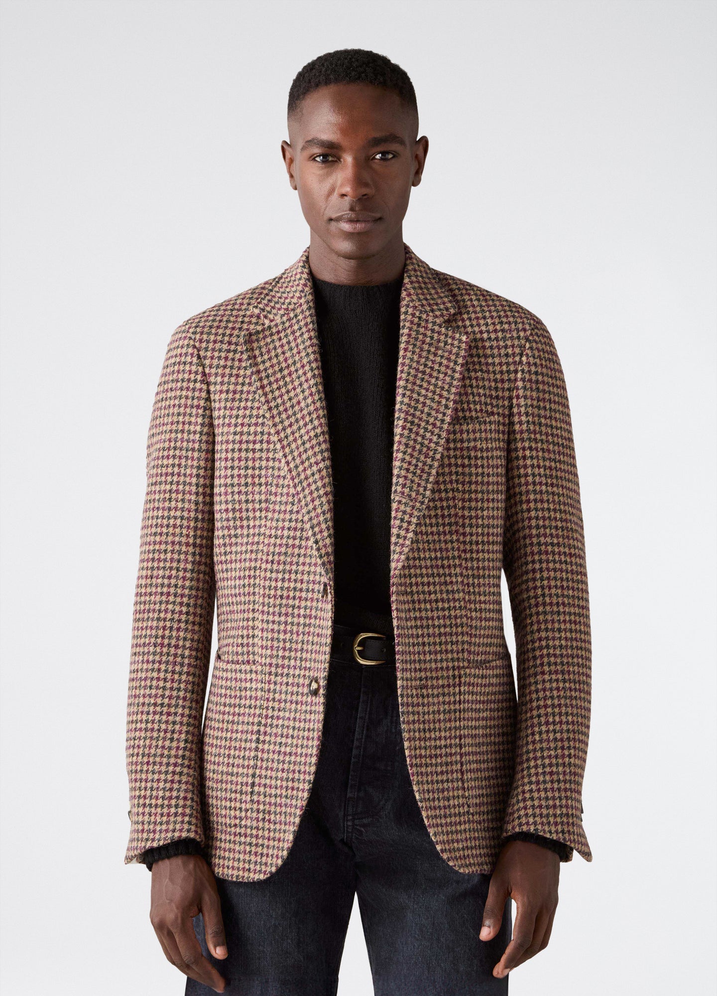 Don Sport Pepita Tweed Jacket - Beige/Black/Burgundy