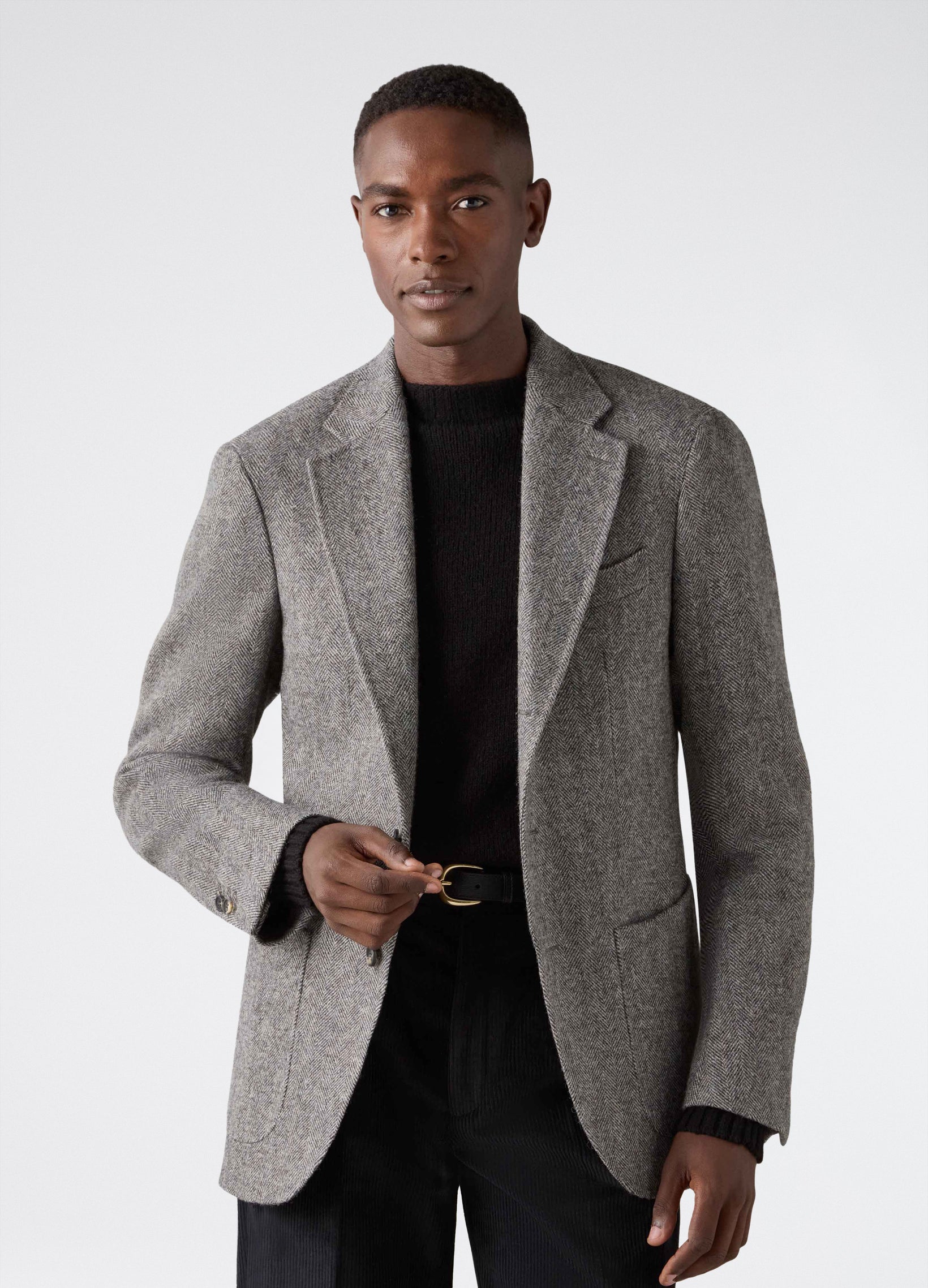 Don Sport Herringbone Tweed Jacket - Grey Berg & Berg