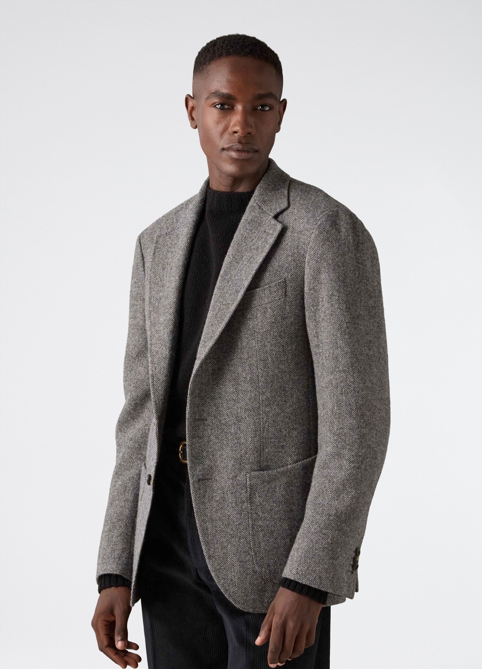 Don Sport Herringbone Tweed Jacket - Grey Berg & Berg