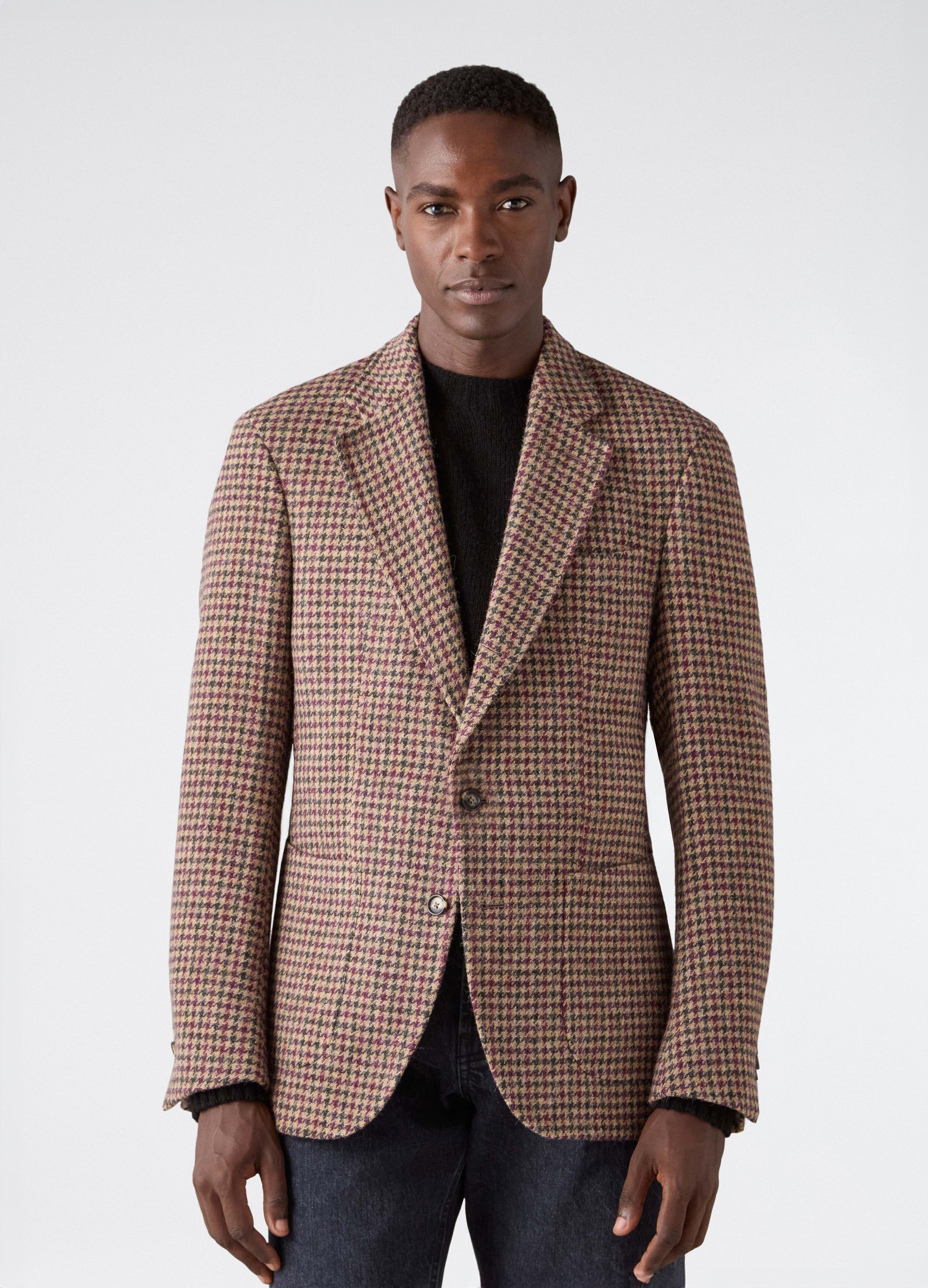 Don Sport Pepita Tweed Jacket - Beige/Black/Burgundy Berg & Berg