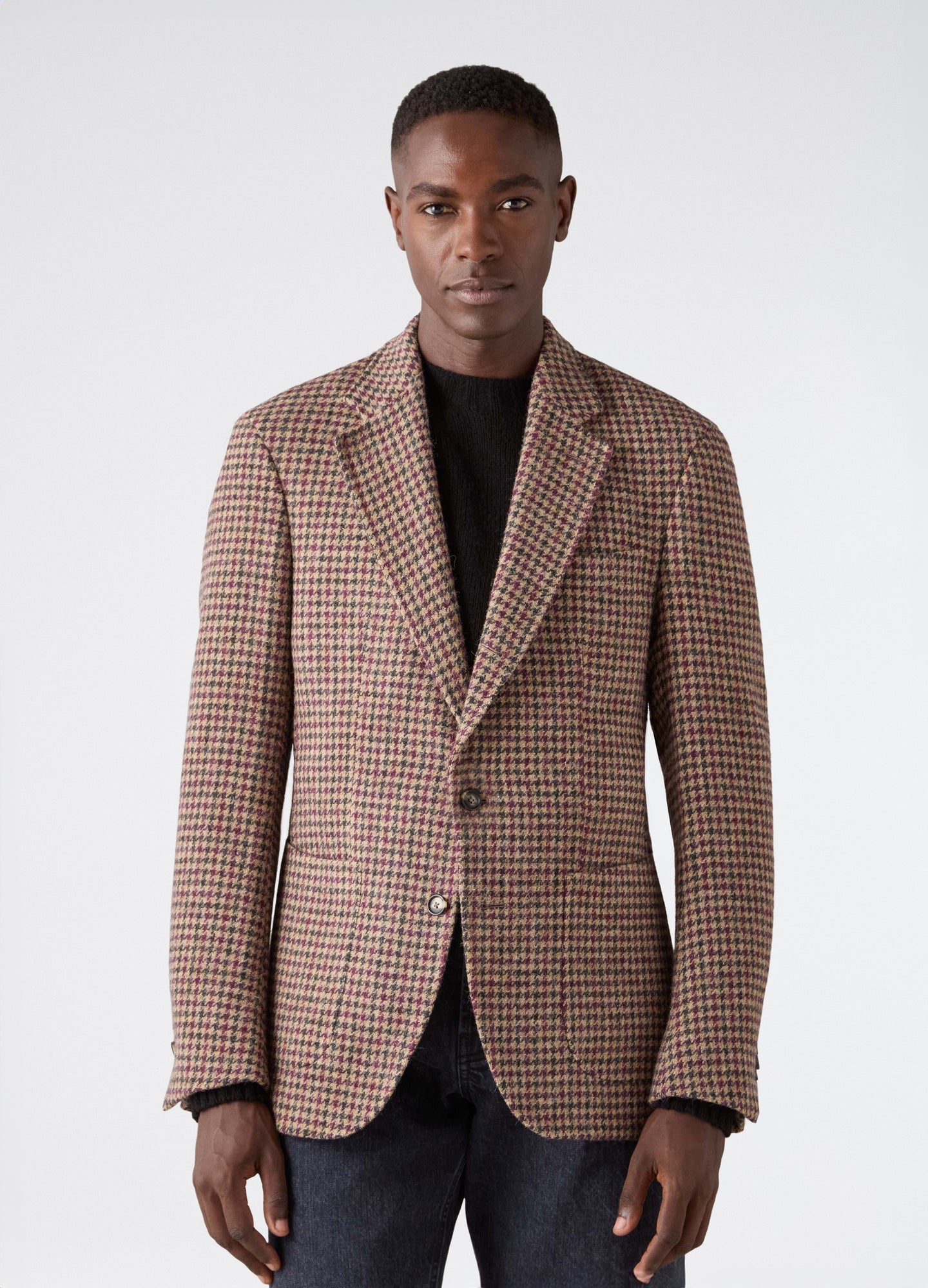 Don Sport Pepita Tweed Jacket - Beige/Black/Burgundy