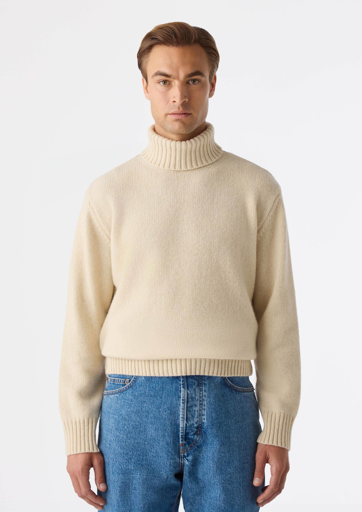 Börje Wool/Cashmere Roll Neck - Ecru