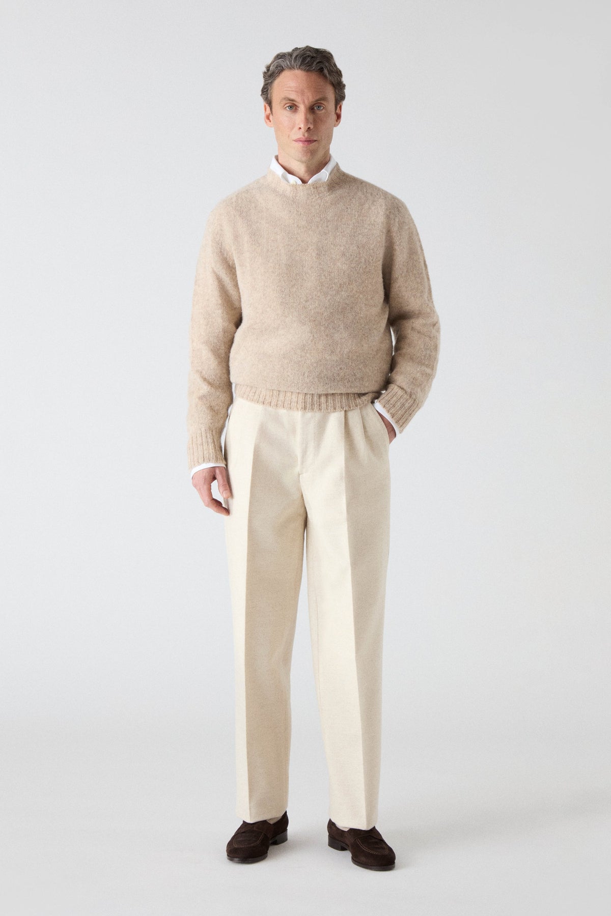 August Flannel Trousers - Ecru Berg & Berg