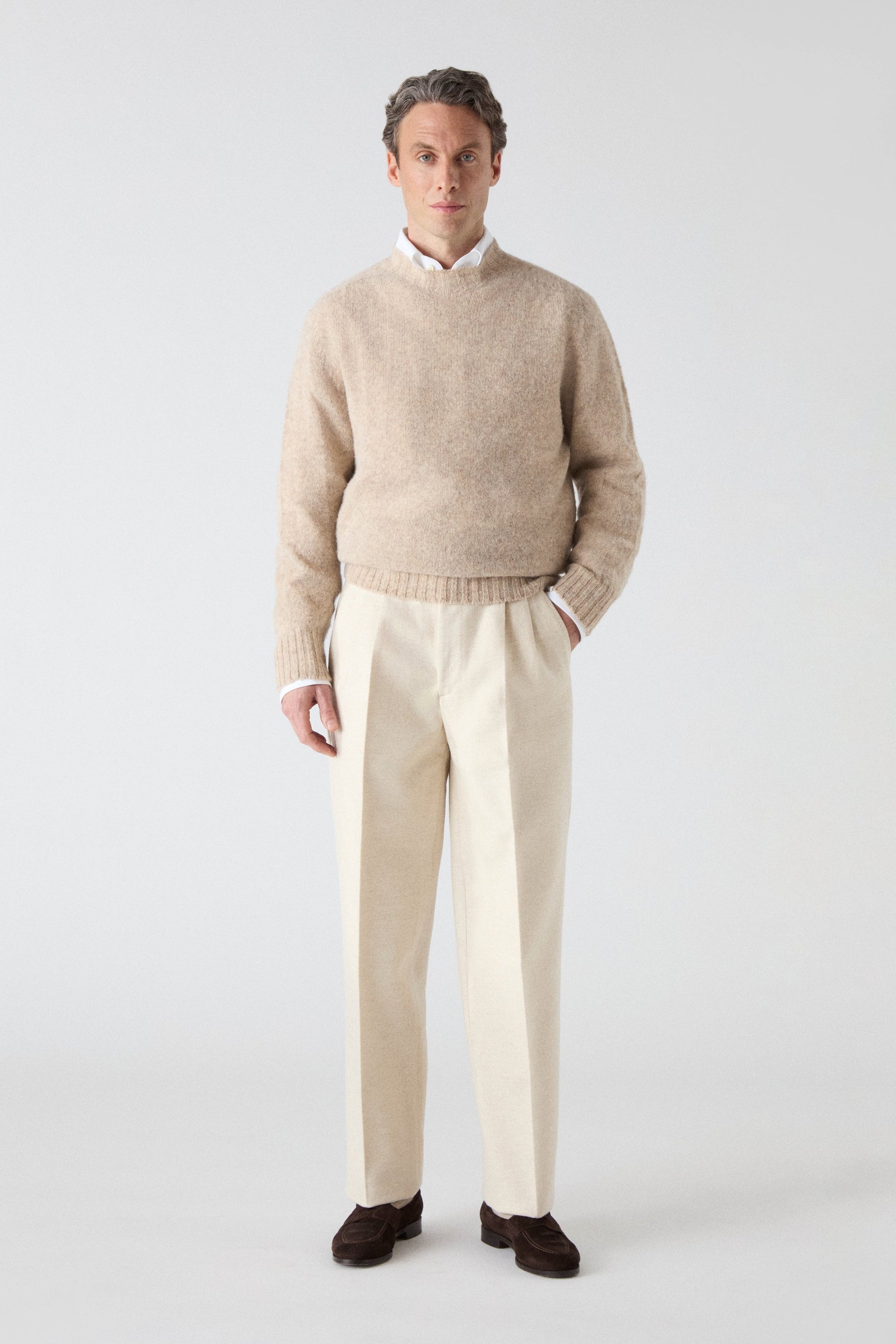 August Flannel Trousers - Ecru Berg & Berg