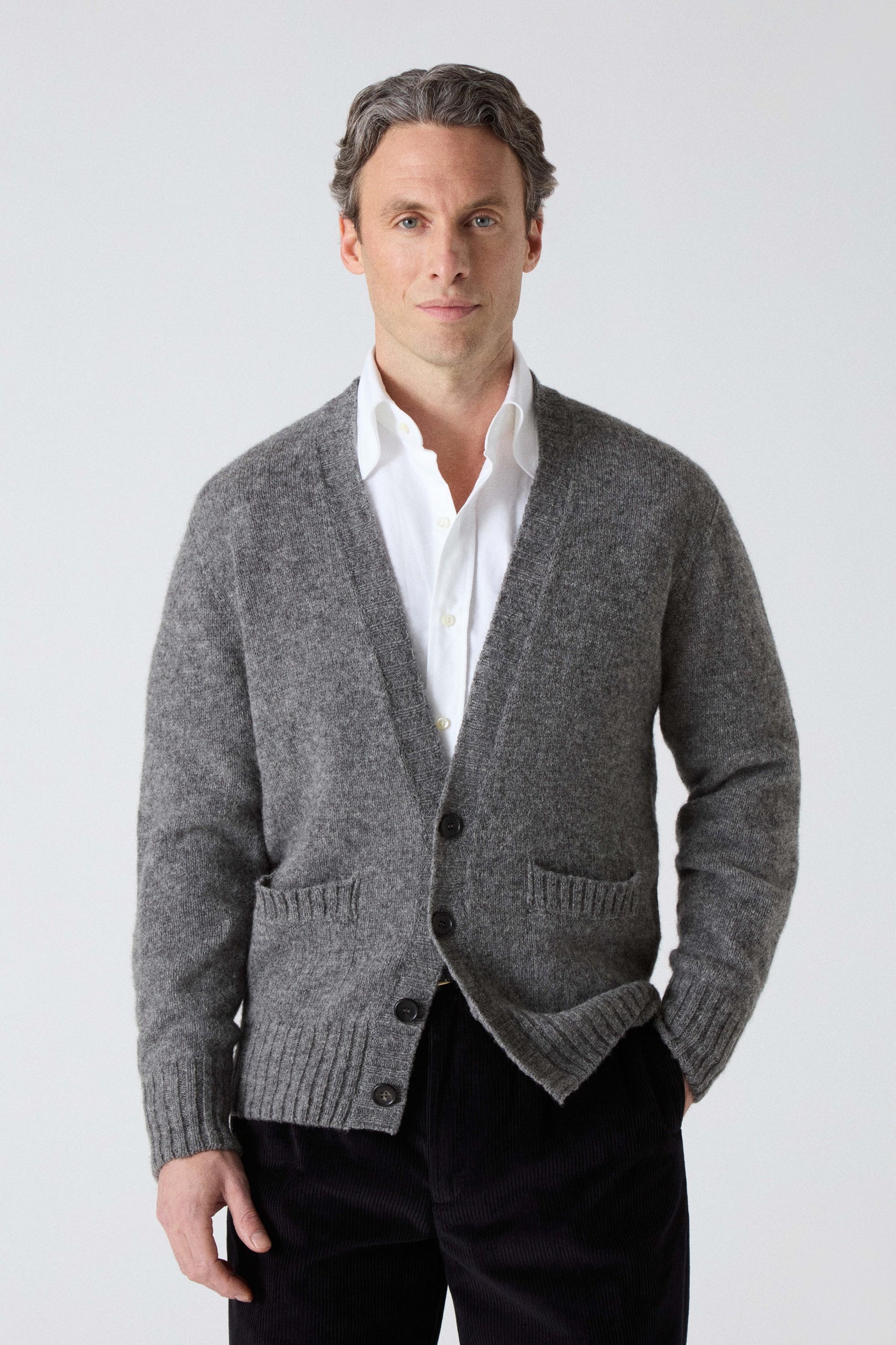 Bosse Shaggy Cardigan - Grey Flannel bergbergstore