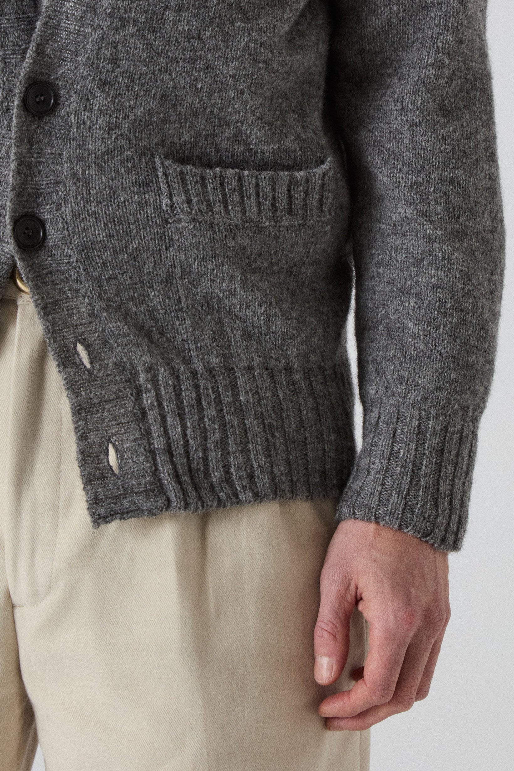 Bosse Shaggy Cardigan - Grey Flannel bergbergstore