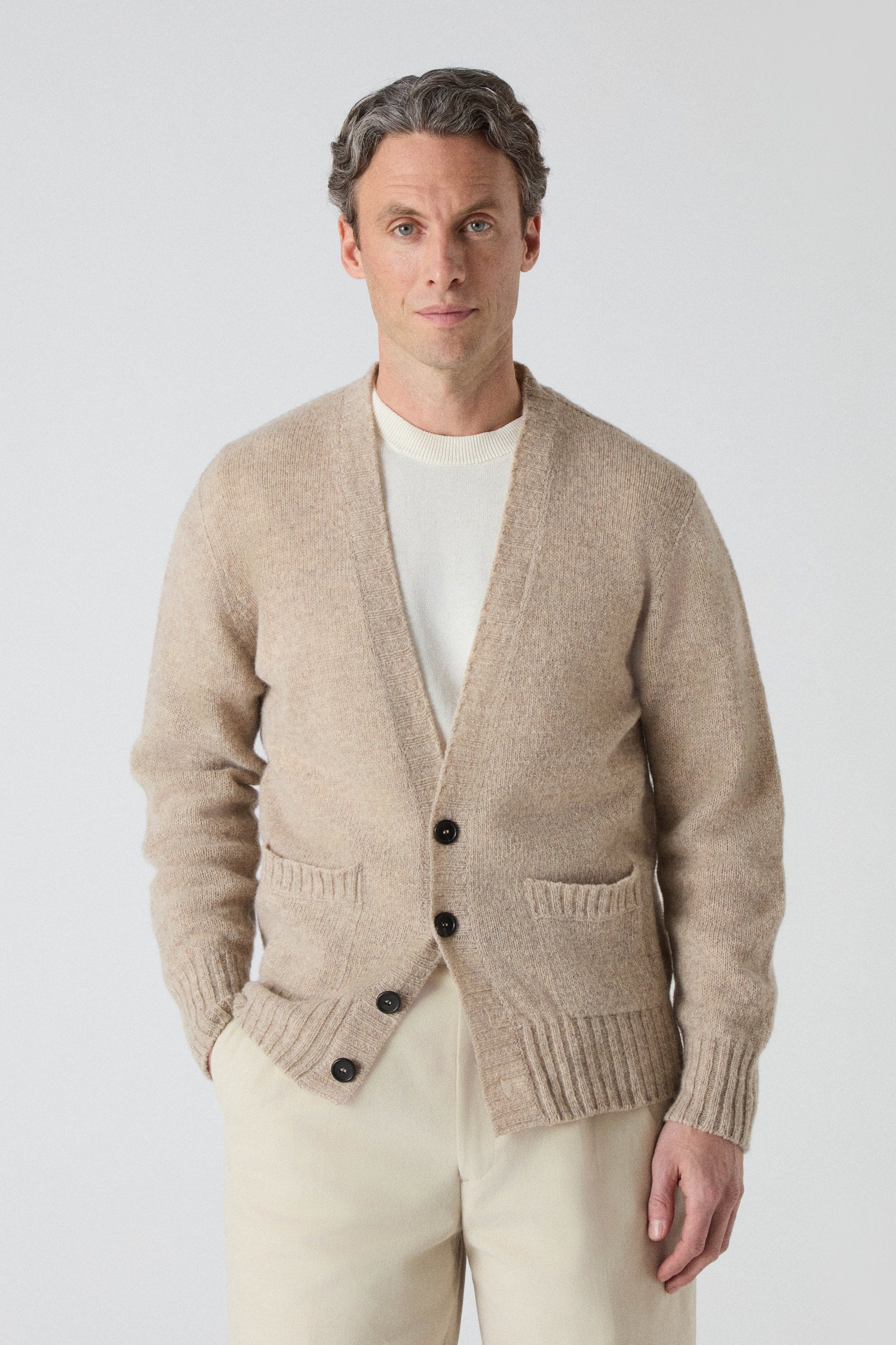 Bosse Shaggy Cardigan - Oatmeal bergbergstore