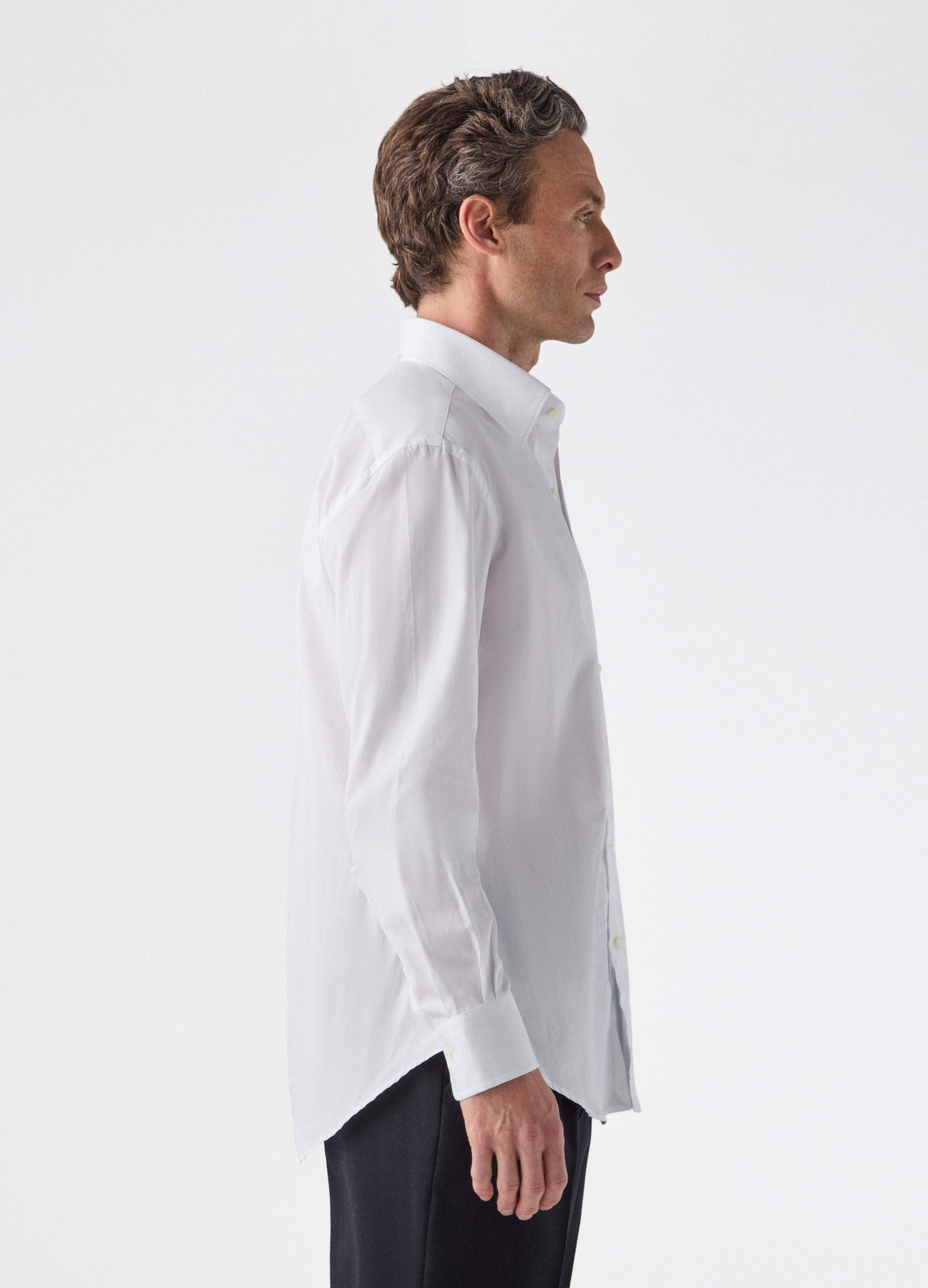 Fabian Poplin Turndown Collar Shirt - White Berg & Berg