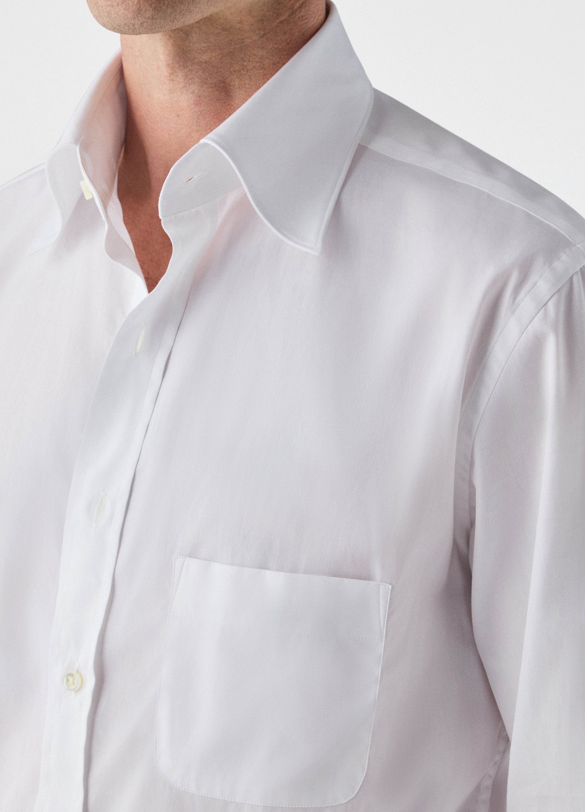 Fabian Poplin Turndown Collar Shirt - White Berg & Berg