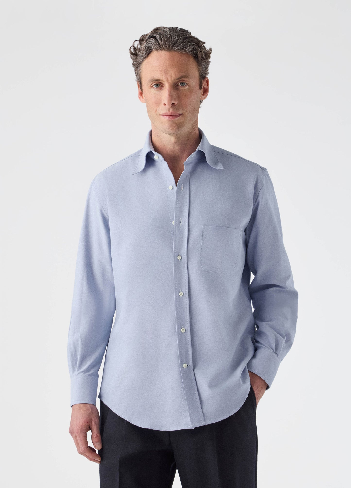 Fabian Oxford Turndown Collar Shirt - Light Blue Berg & Berg