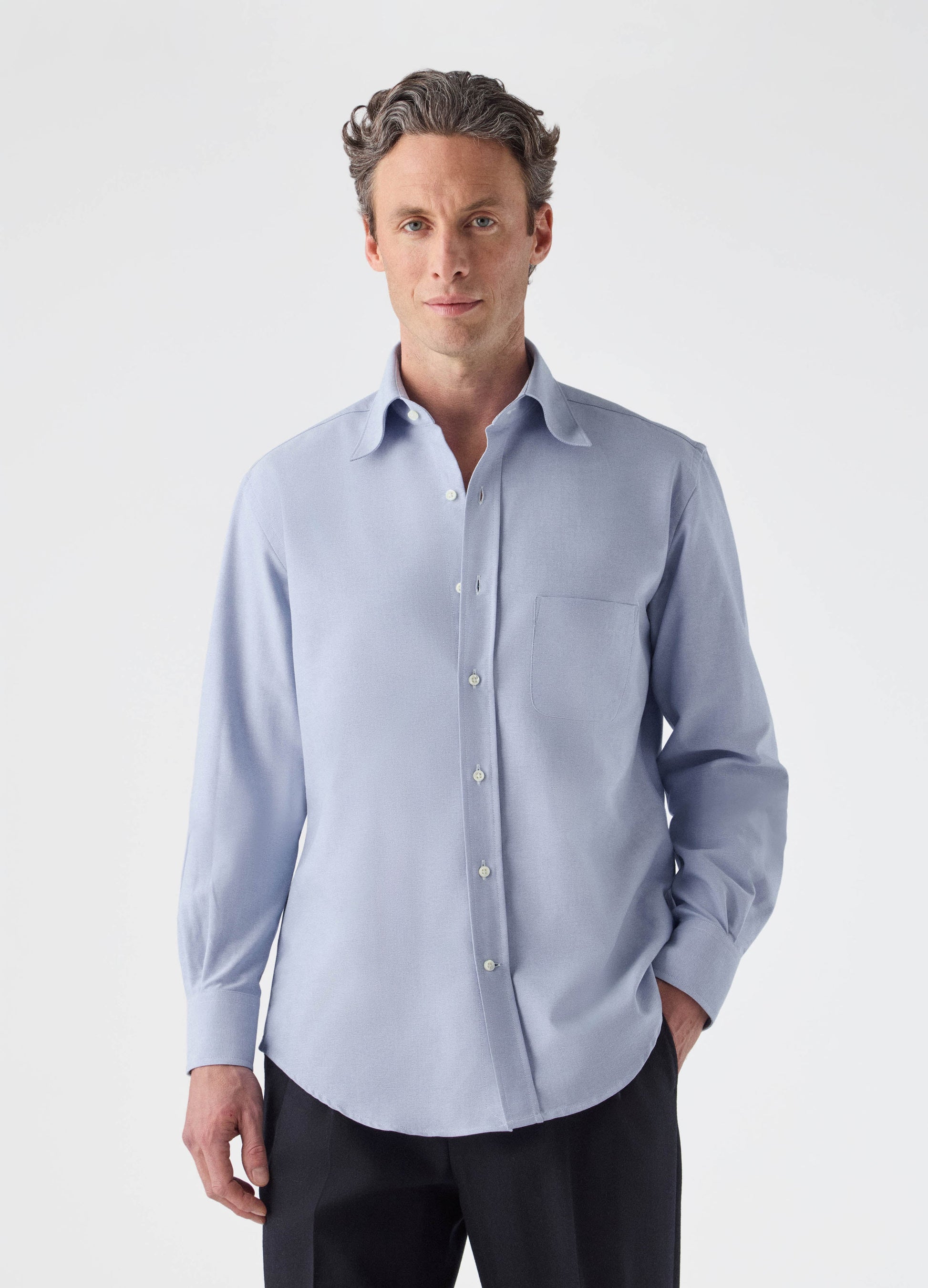 Fabian Oxford Turndown Collar Shirt - Light Blue Berg & Berg