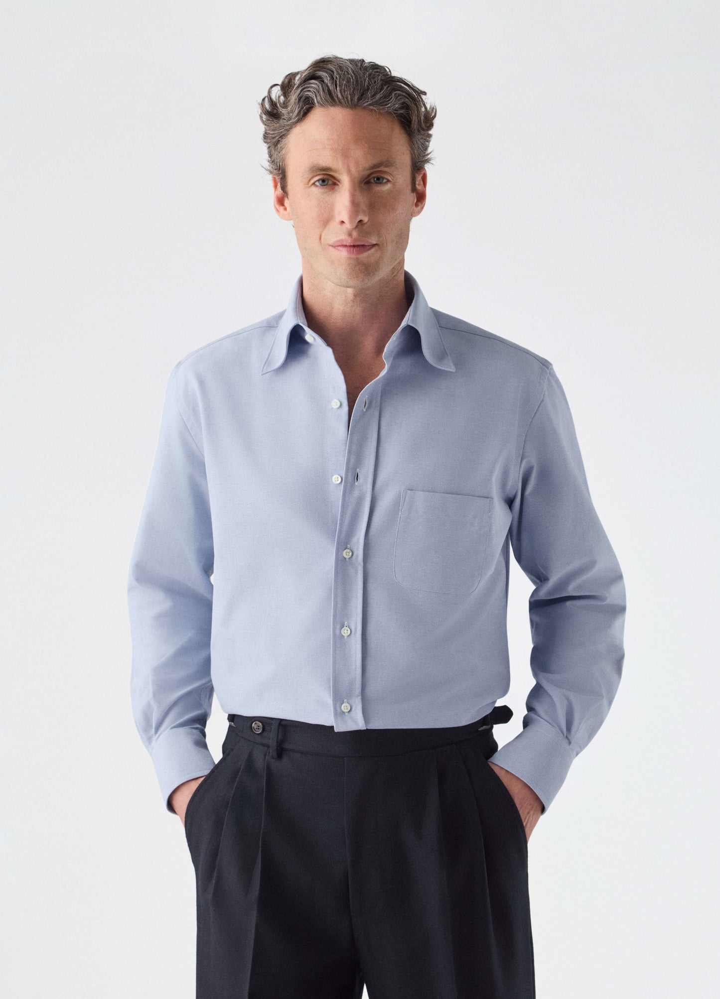 Fabian Oxford Turndown Collar Shirt - Light Blue Berg & Berg