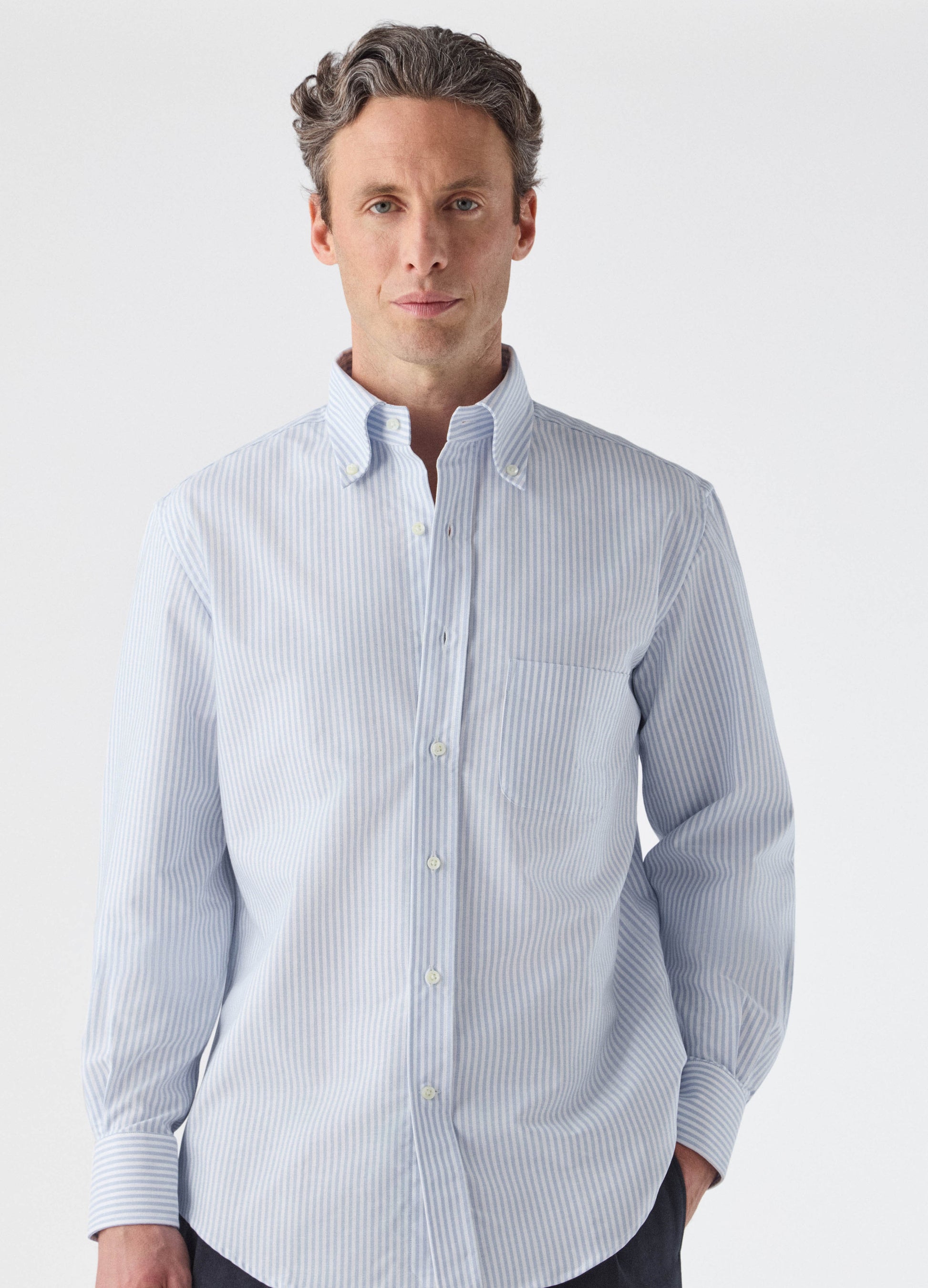 Ferdinand Oxford Button Down Shirt - White/Blue Berg & Berg