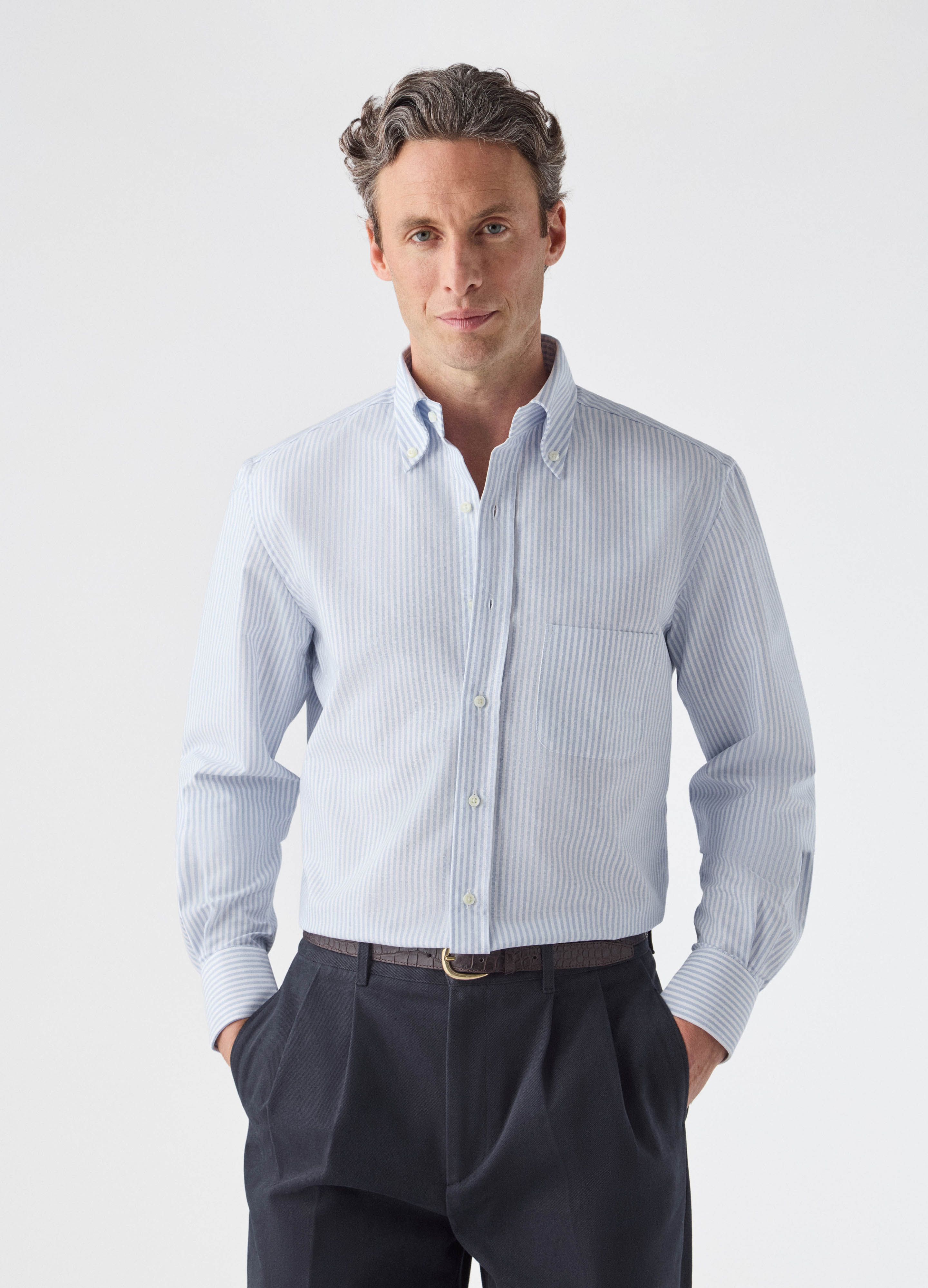 Ferdinand Oxford Button Down Shirt - White/Blue Berg & Berg