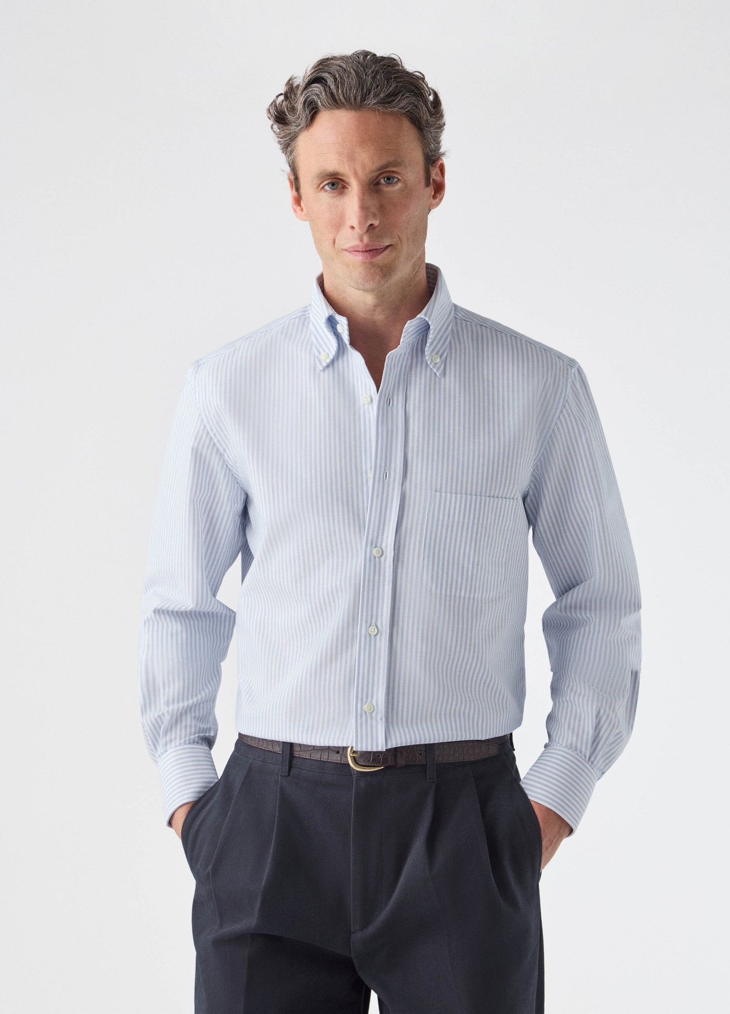 Ferdinand Oxford Button Down Shirt - White/Blue Berg & Berg
