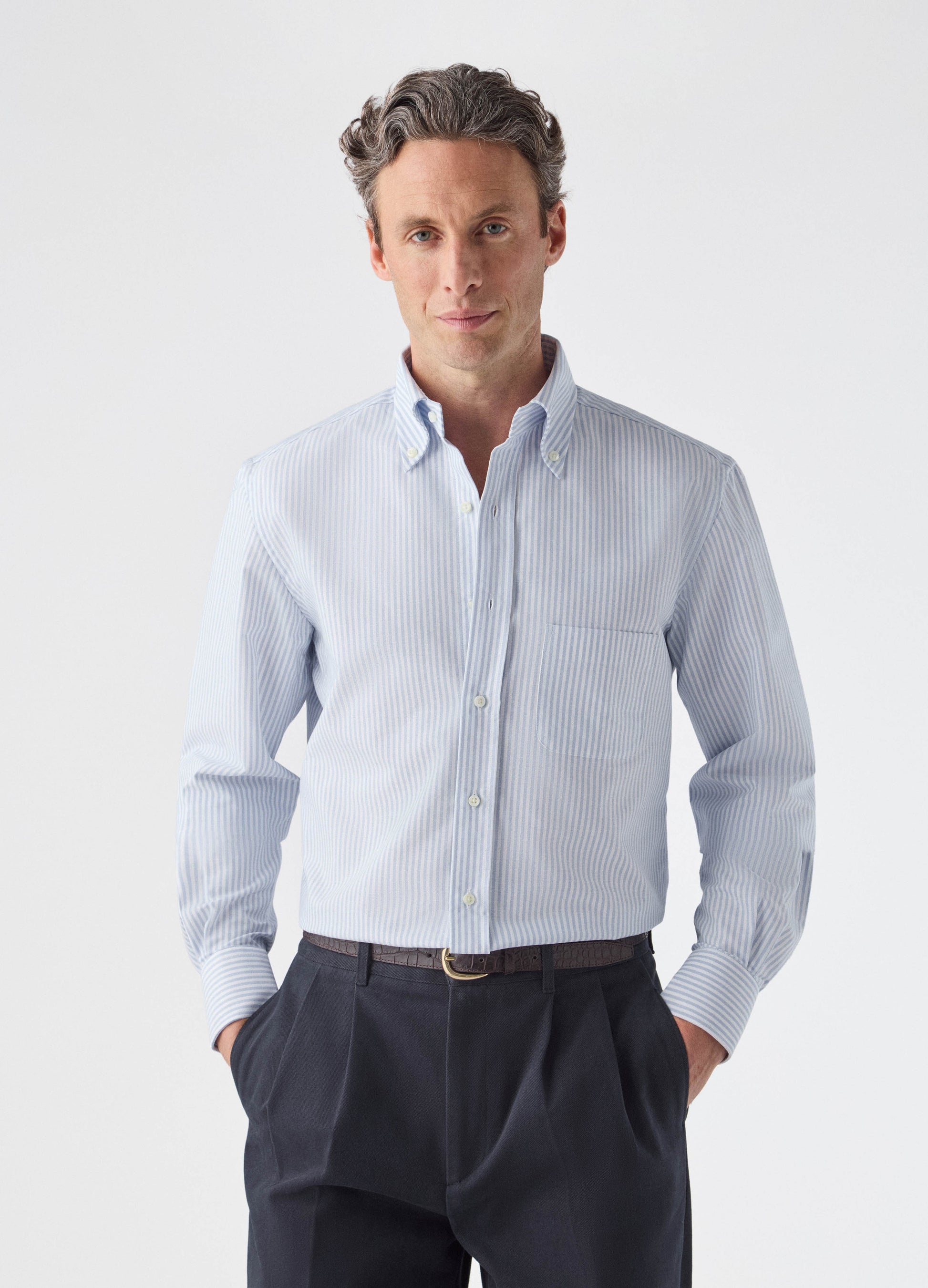 Ferdinand Oxford Button Down Shirt - White/Blue Berg & Berg