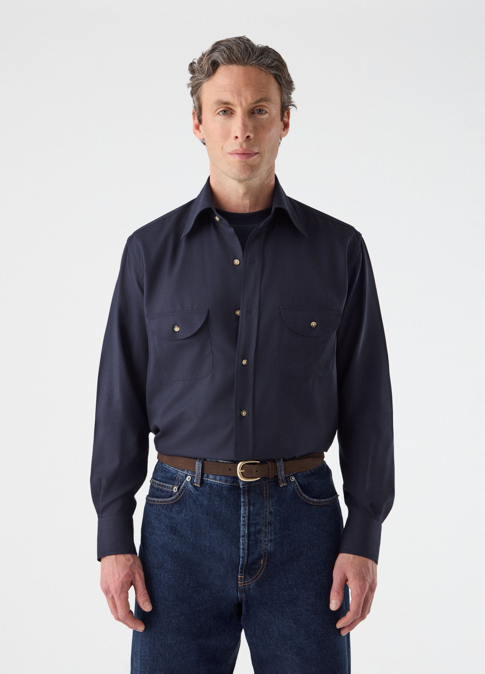 Francois Wool Shirt - Navy Berg & Berg