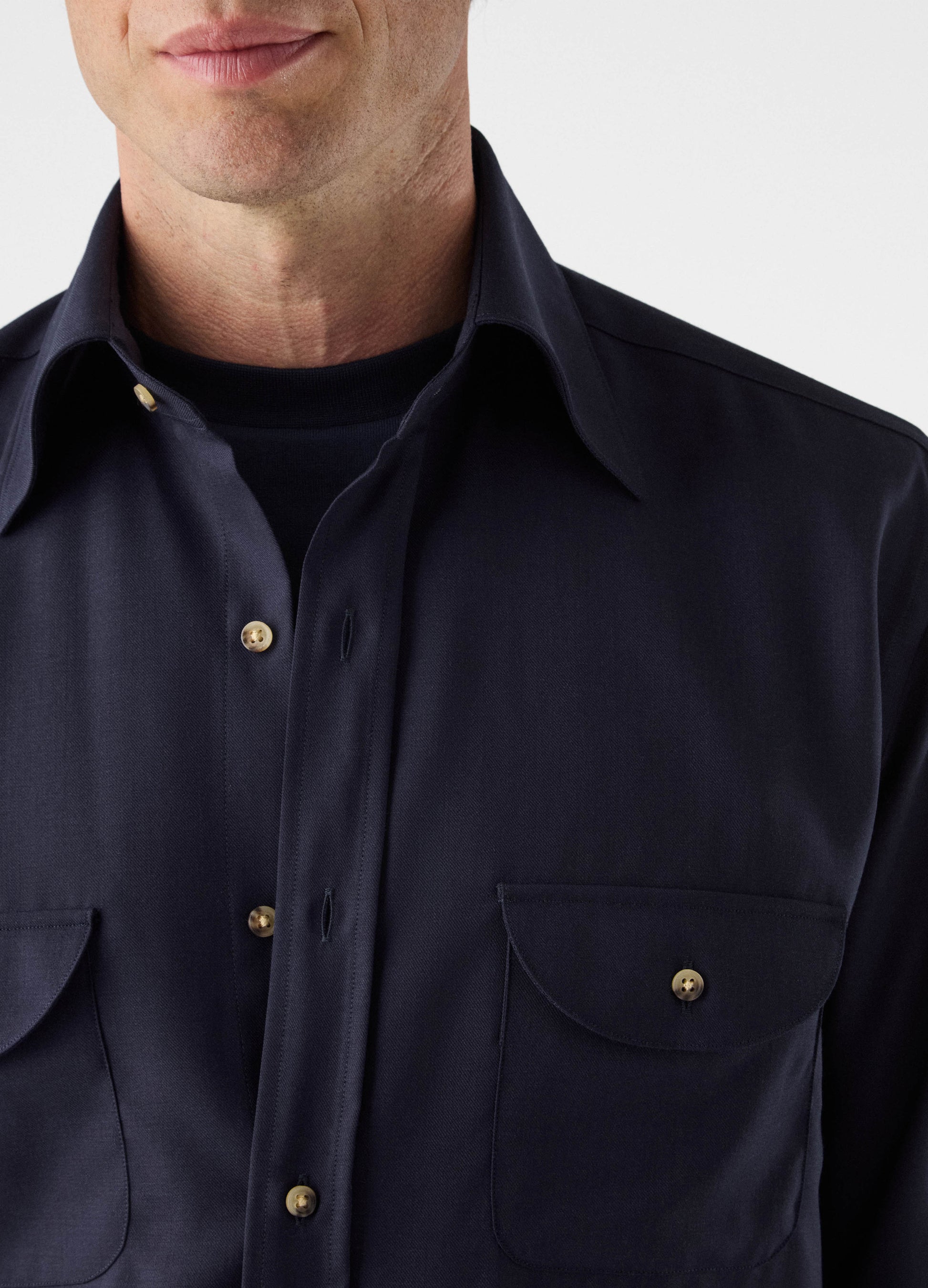 Francois Wool Shirt - Navy Berg & Berg