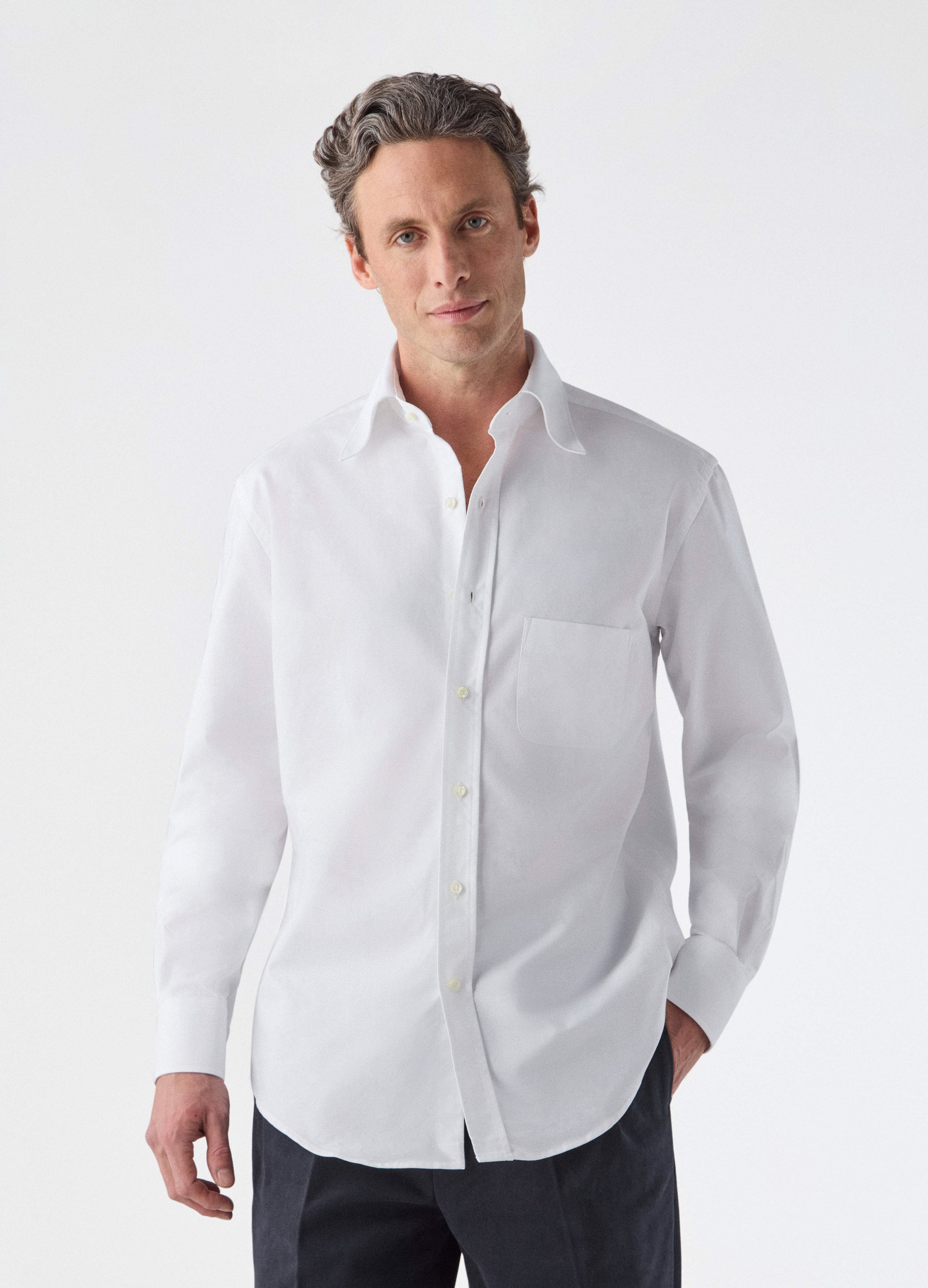 Fabian Oxford Turndown Collar Shirt - White Berg & Berg