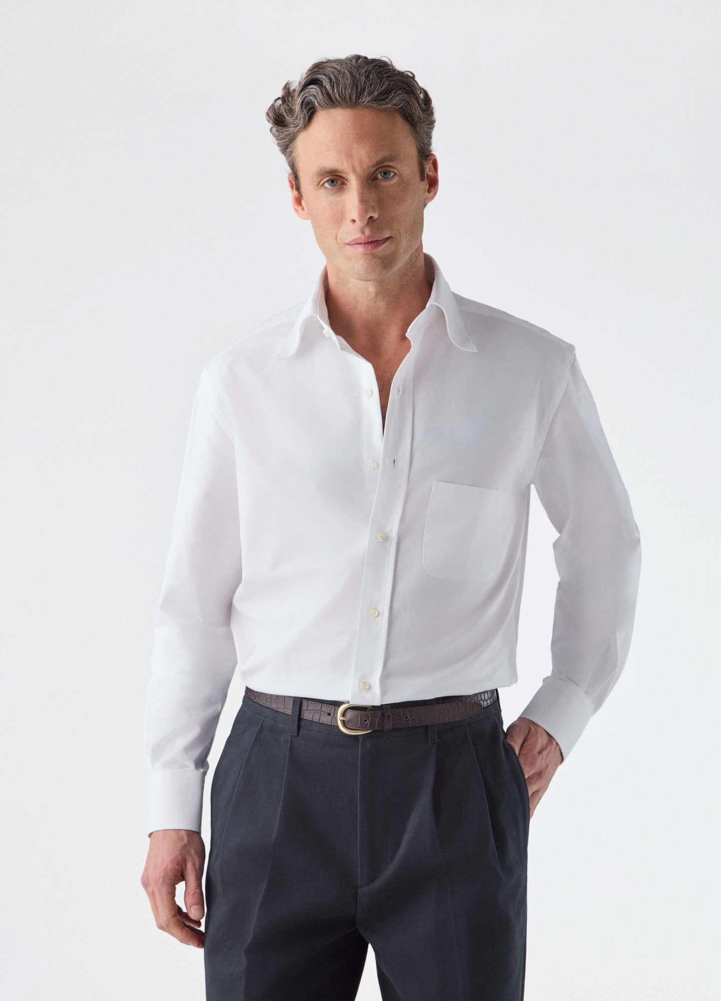 Fabian Oxford Turndown Collar Shirt - White Berg & Berg