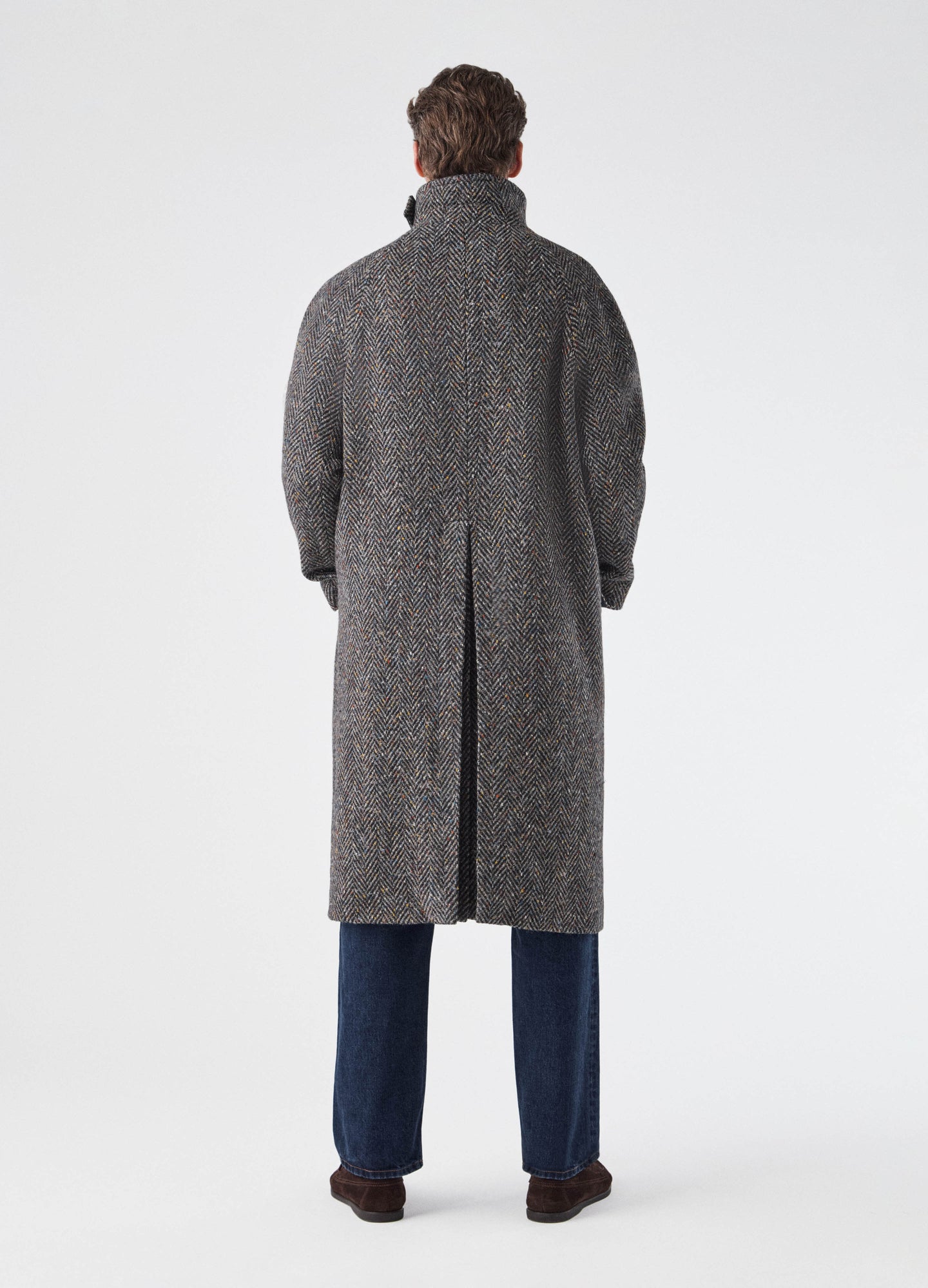 Nelson Tweed Raglan Coat - Dark Grey/Multicolour