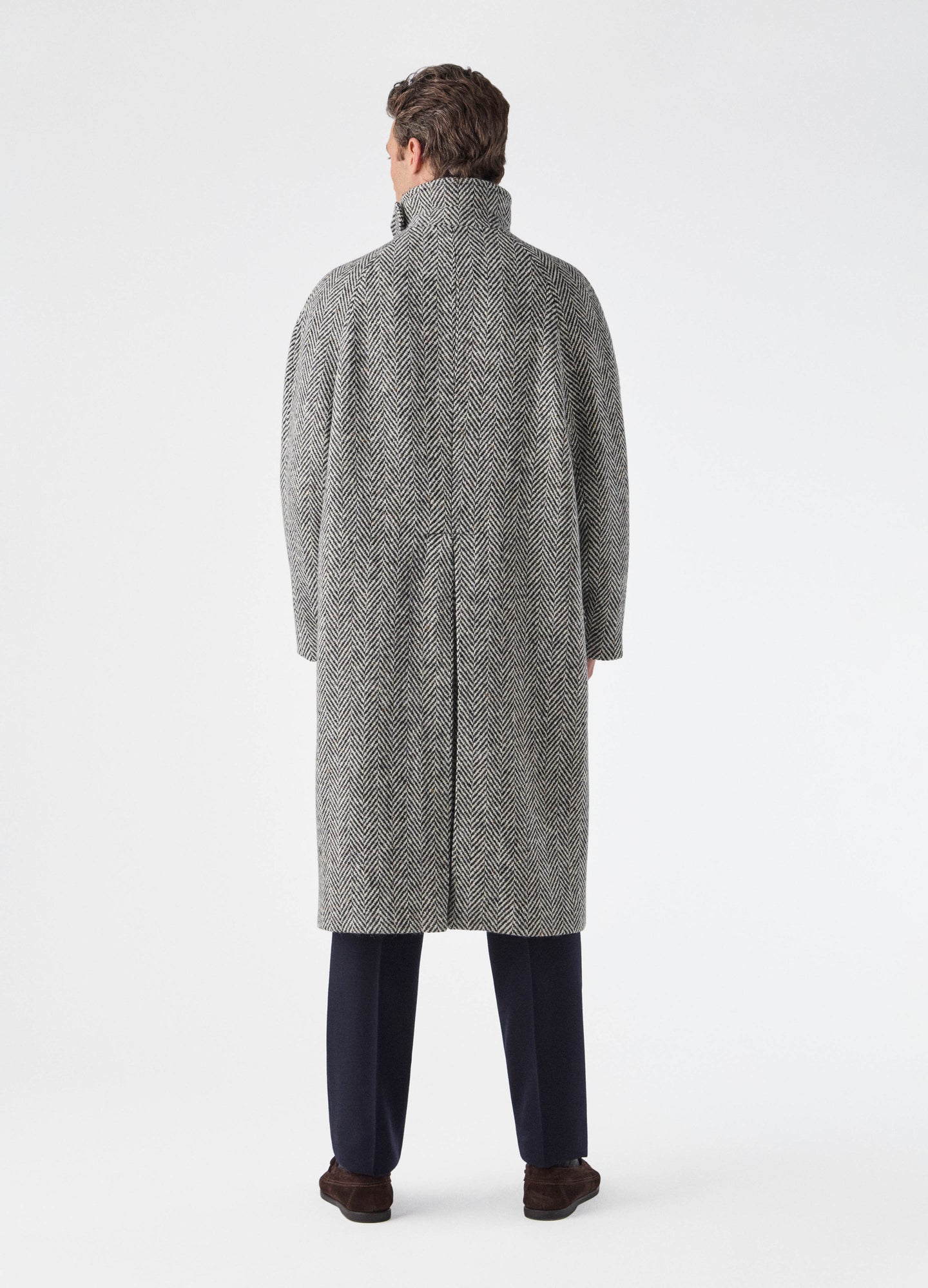 Nelson Tweed Raglan Coat - Charcoal/Cream