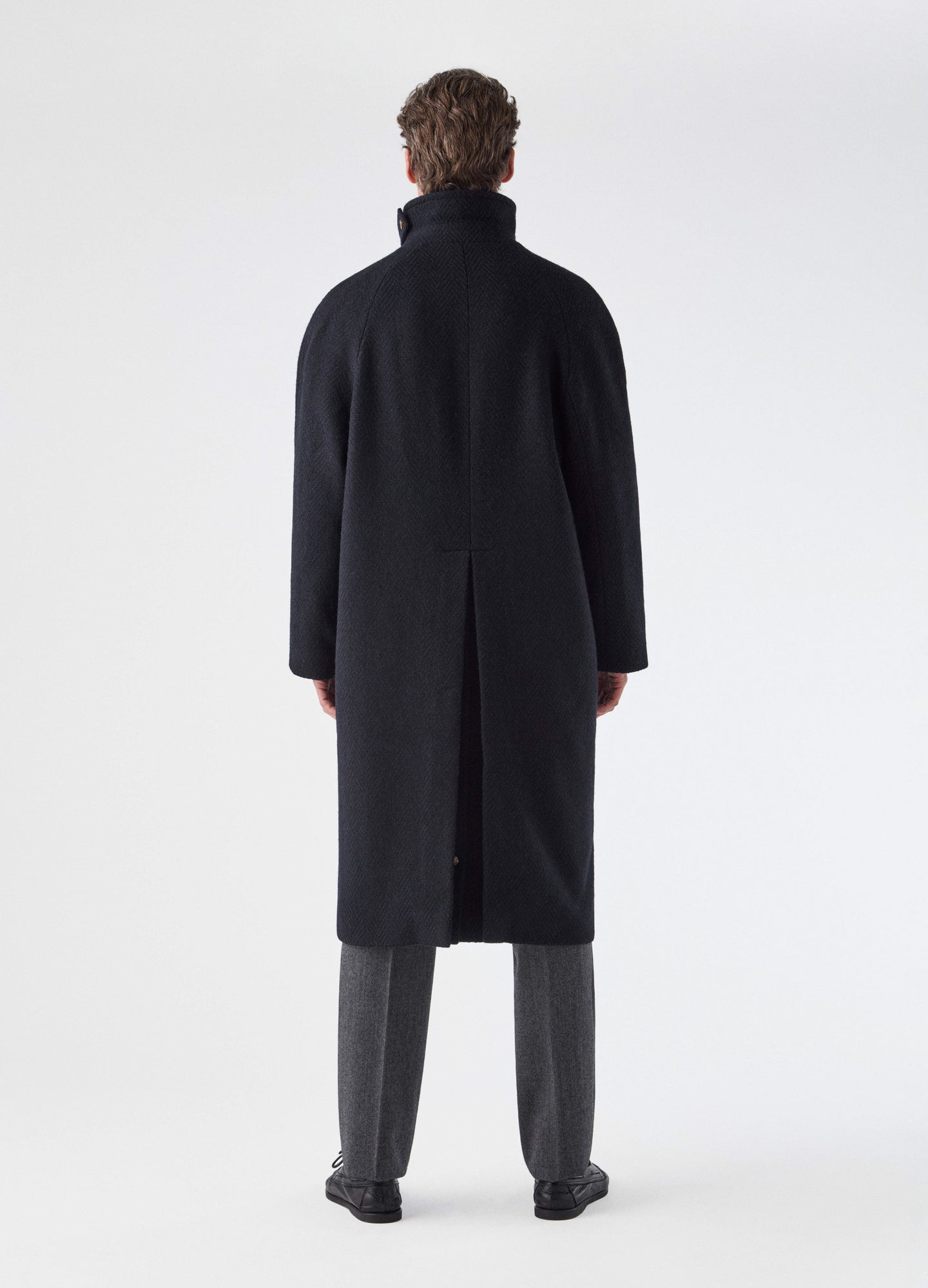 Nelson Tweed Raglan Coat - Navy