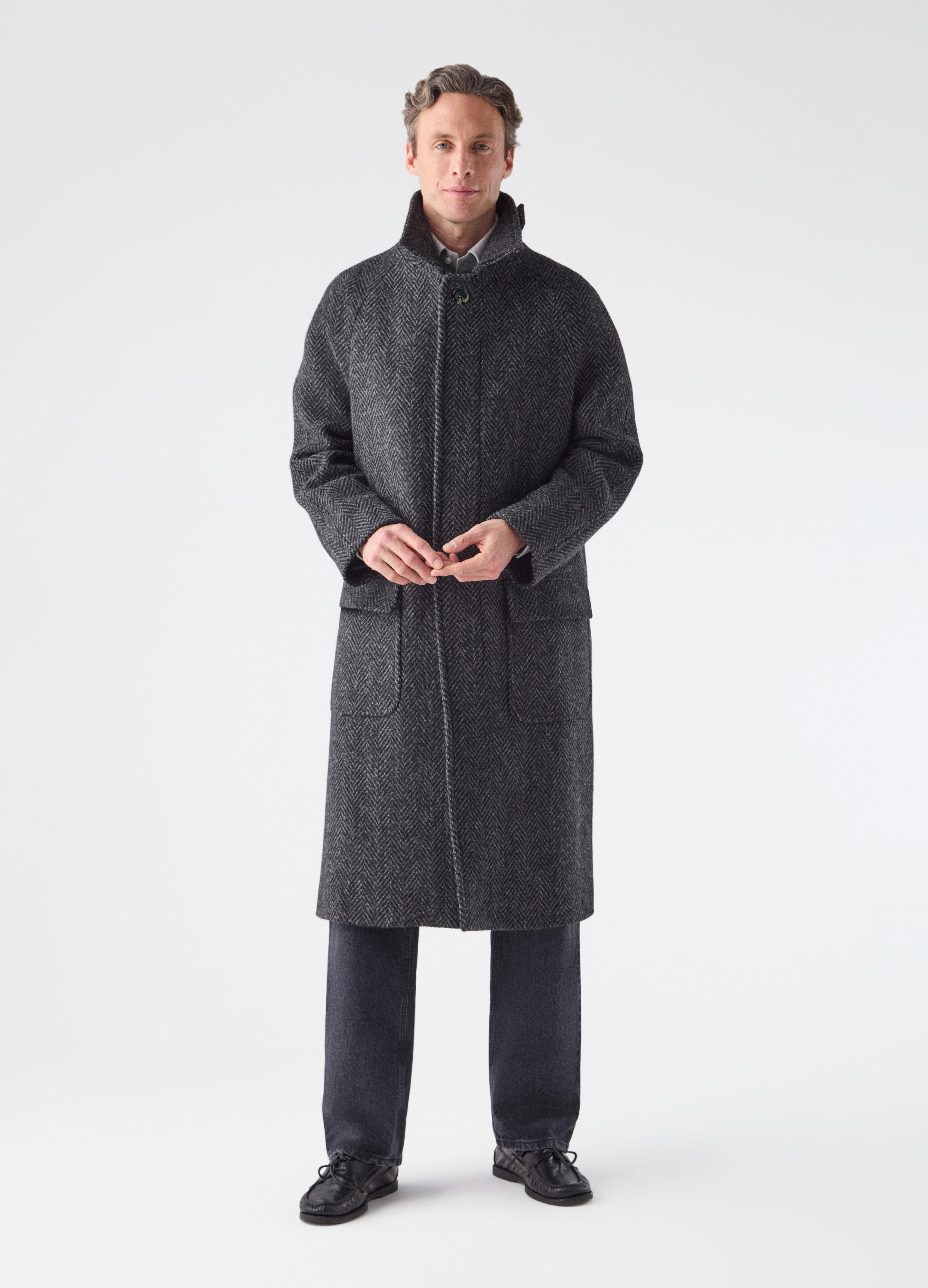 Nelson Tweed Raglan Coat - Grey Berg & Berg