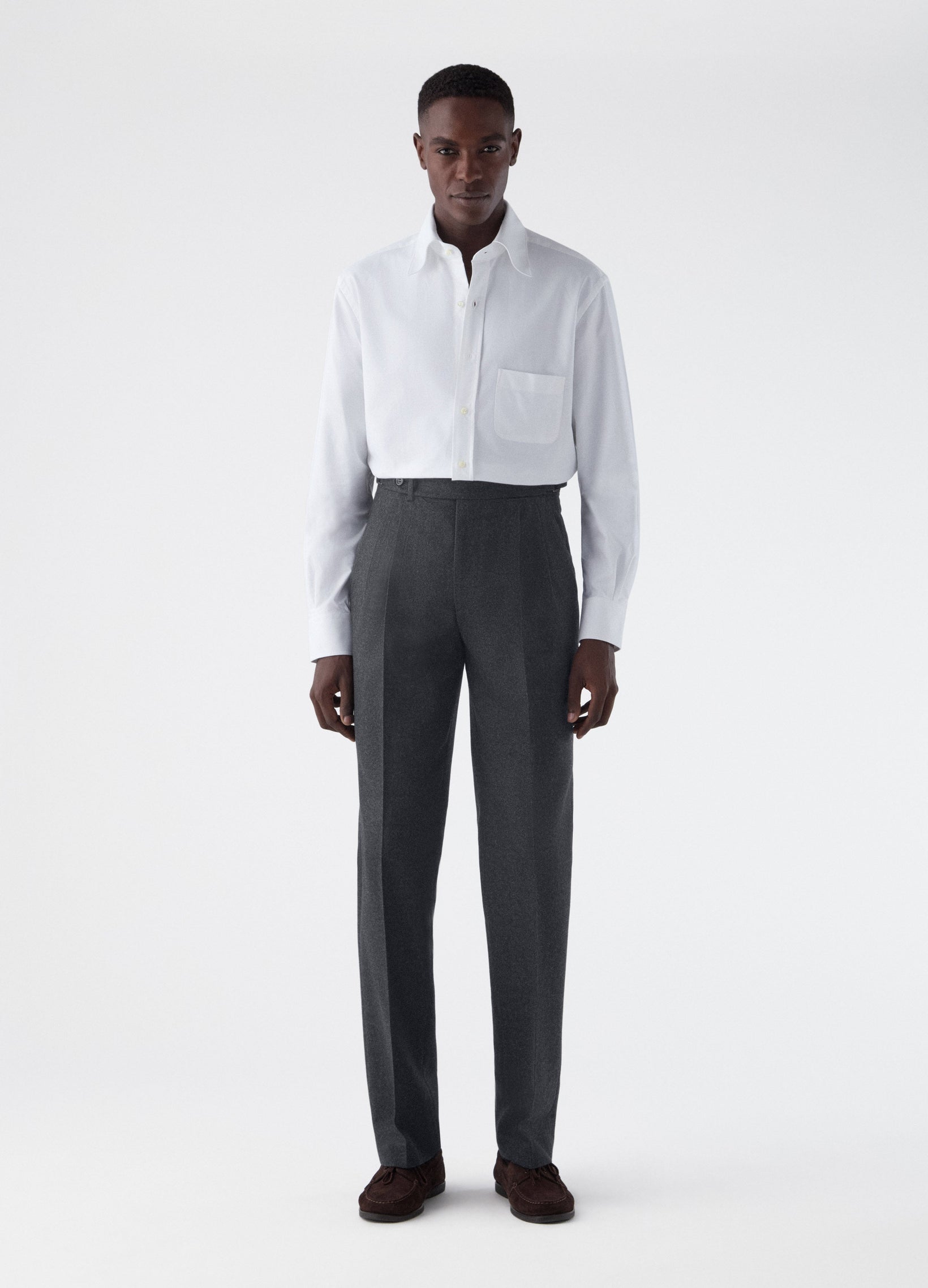 Antonio Flannel Trousers - Mid Grey Berg & Berg