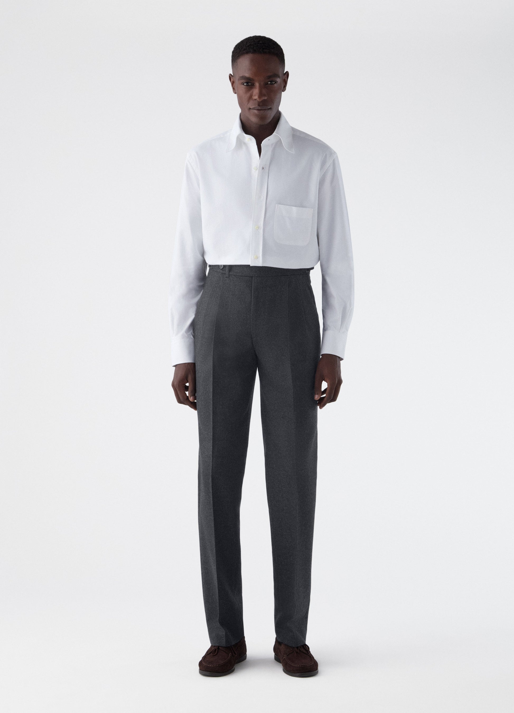 Antonio Flannel Trousers - Mid Grey Berg & Berg