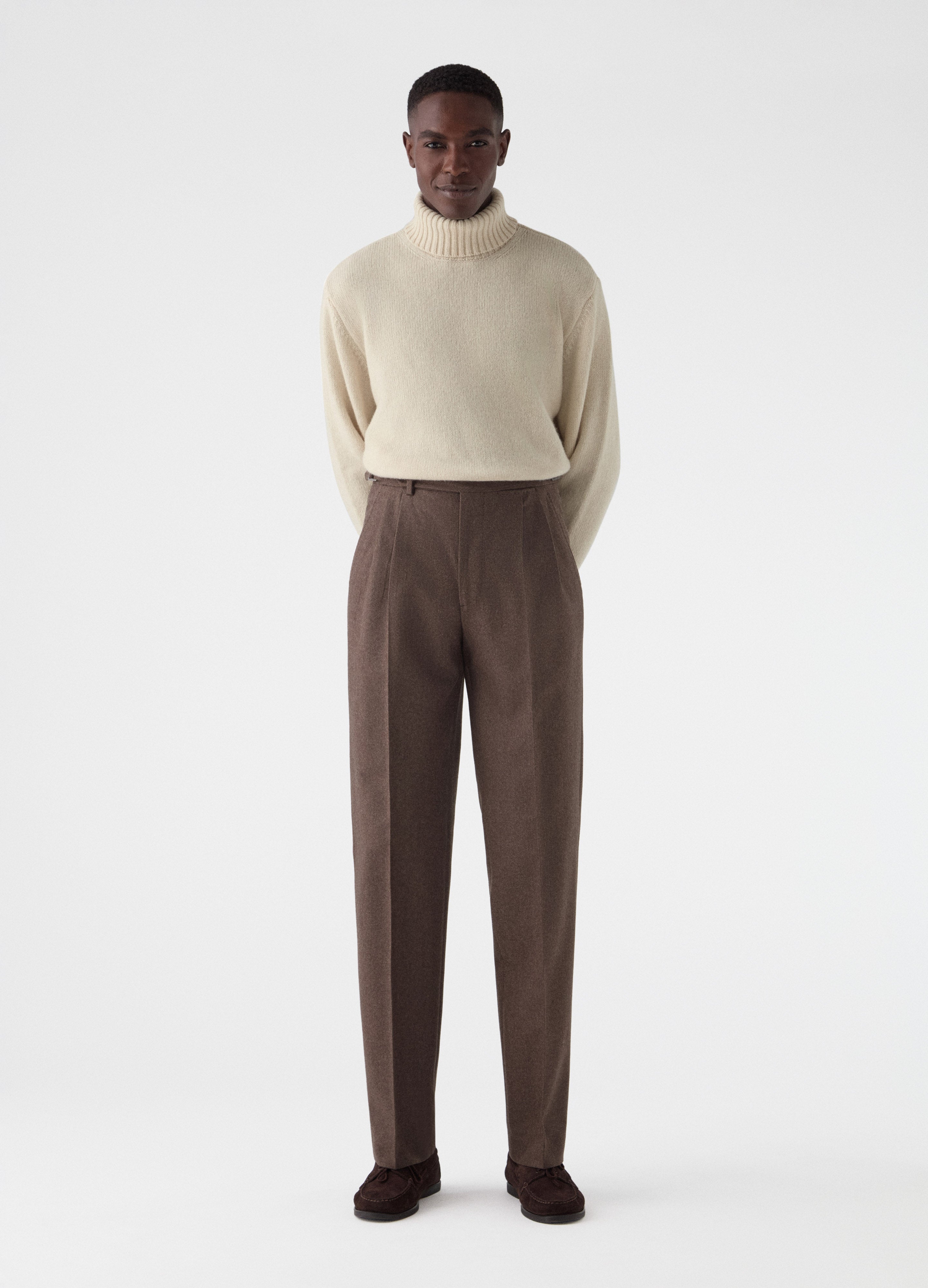 Antonio Flannel Trousers - Nougat Berg & Berg