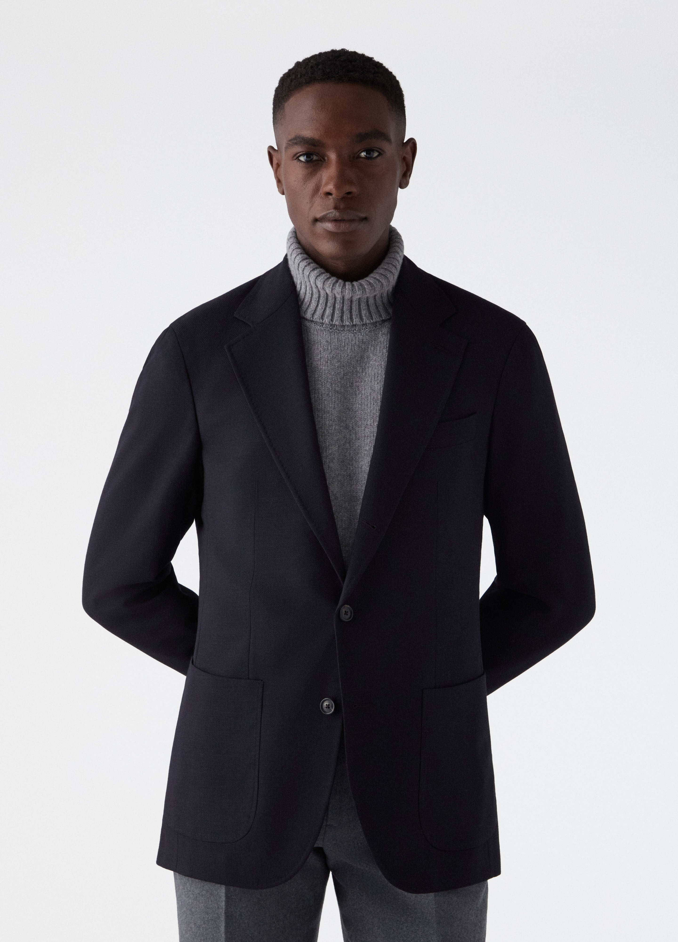 Don Sport Hopsack Blazer - Navy Berg & Berg