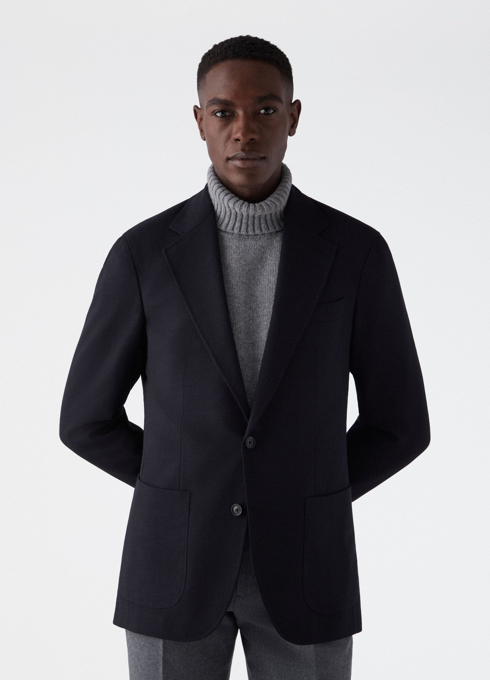 Don Sport Hopsack Blazer - Navy Berg & Berg