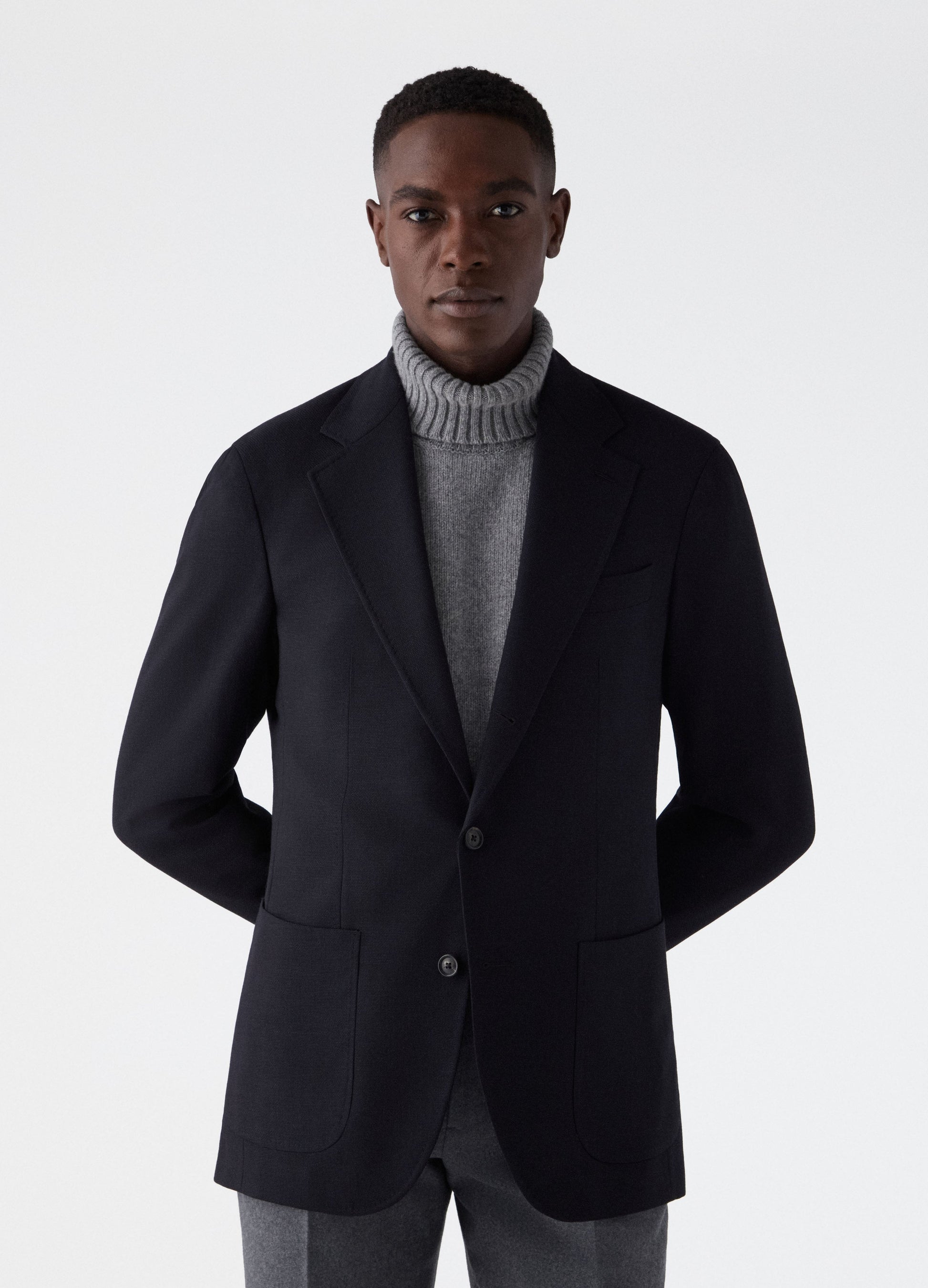 Don Sport Hopsack Blazer - Navy Berg & Berg