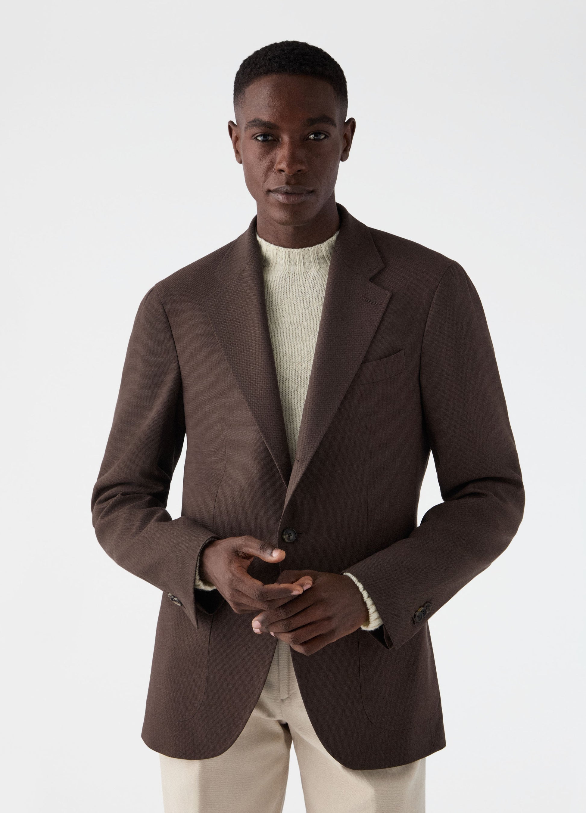 Don Sport Hopsack Blazer - Cold Brown Berg & Berg