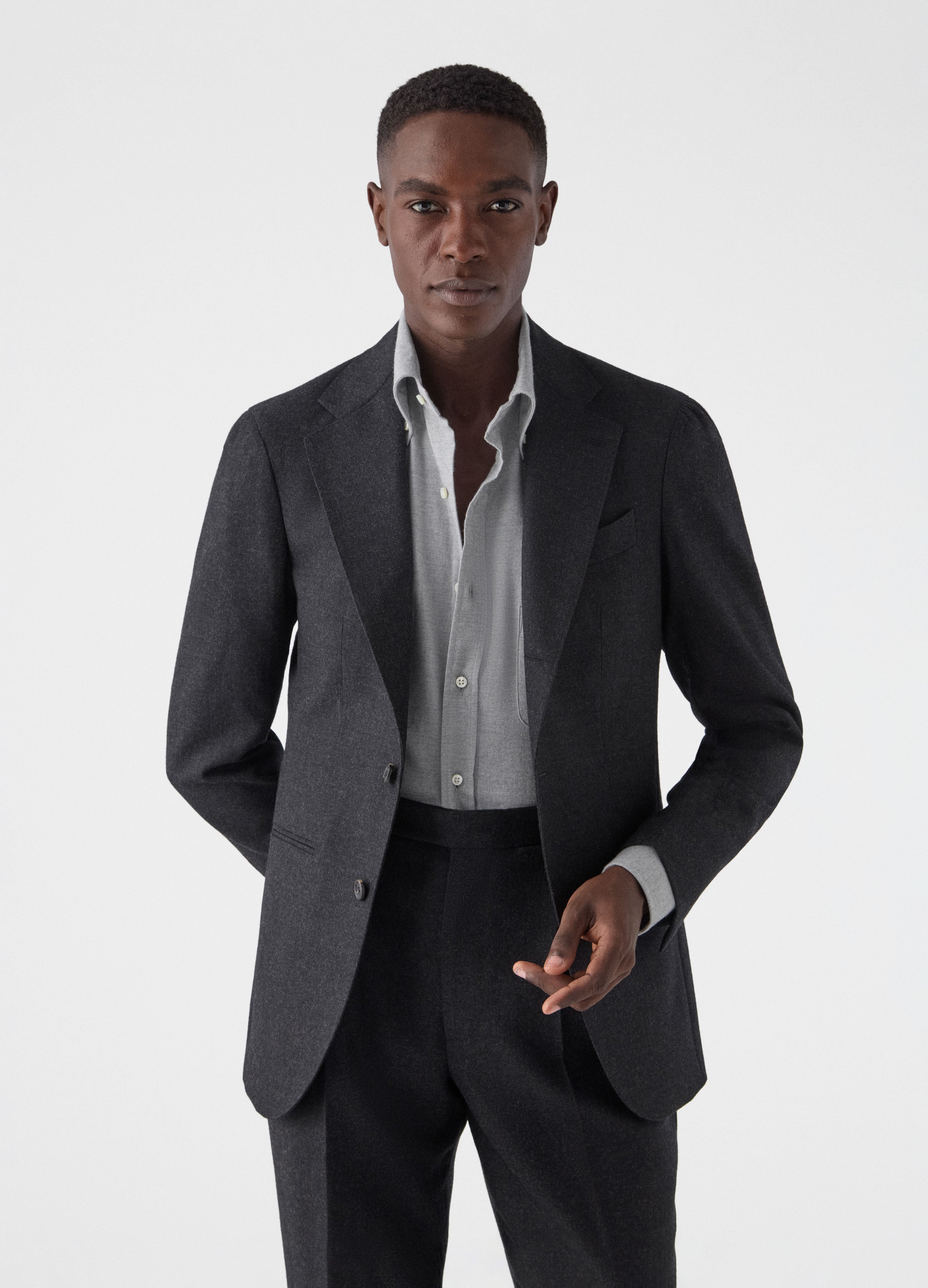 Don Winter High Twist Suit Jacket - Mid Grey Berg & Berg